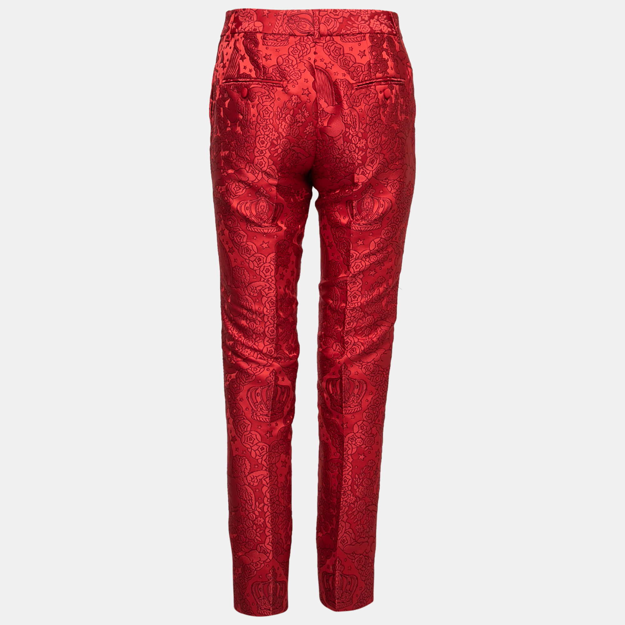 

Dolce & Gabbana Red Jacquard Trousers