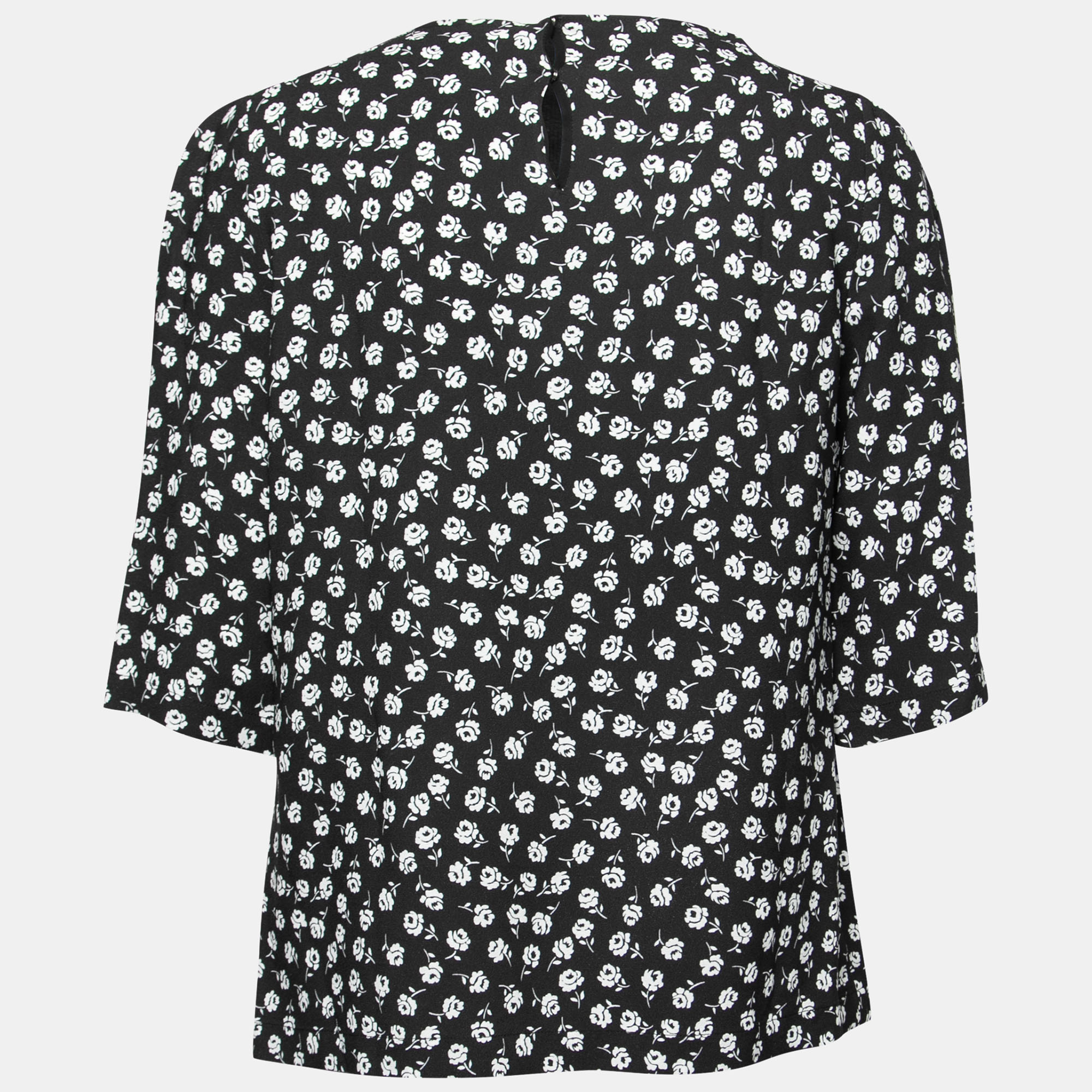

Dolce & Gabbana Black Floral Printed Crepe Blouse