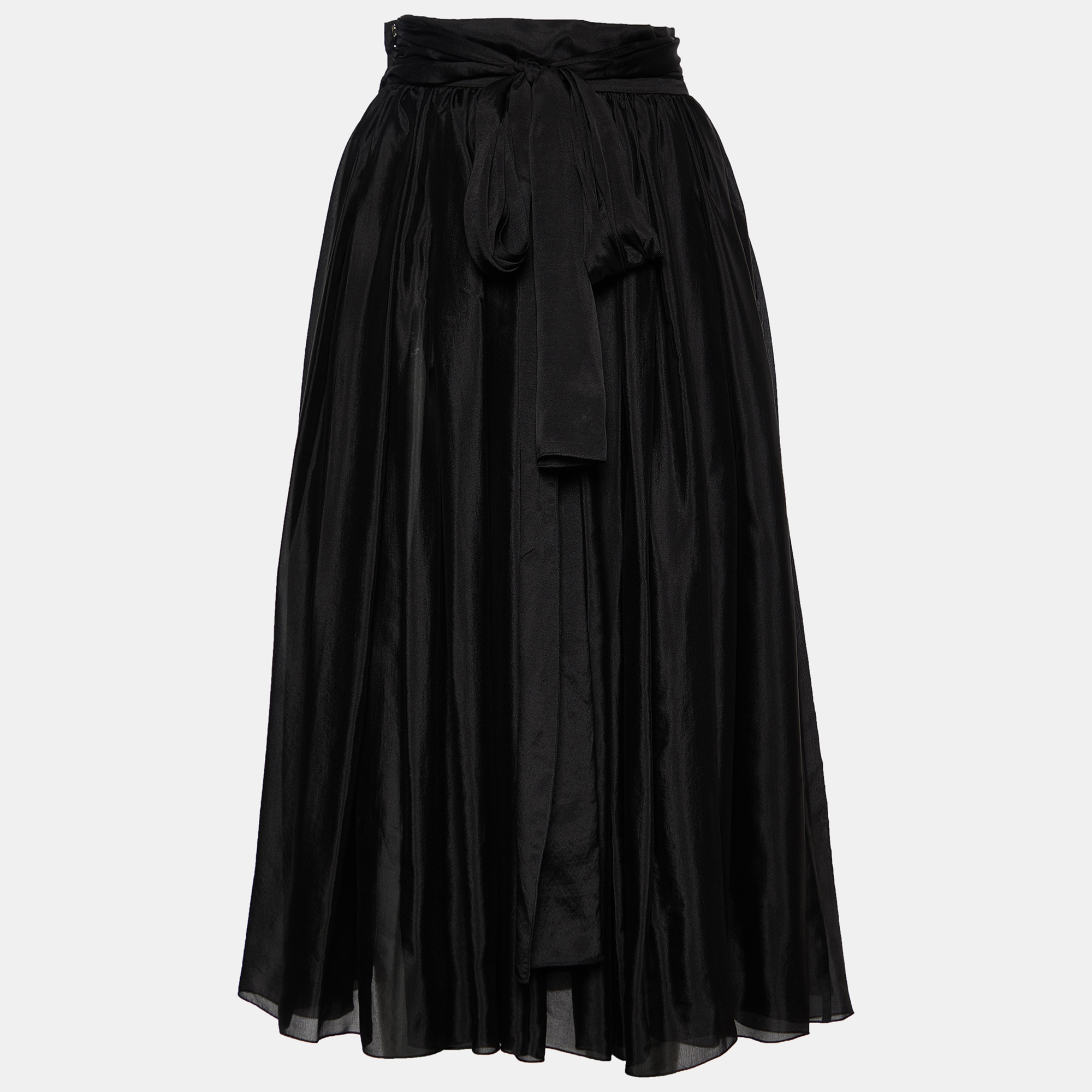 

Dolce & Gabbana Black Silk Tie Detail Flared Skirt