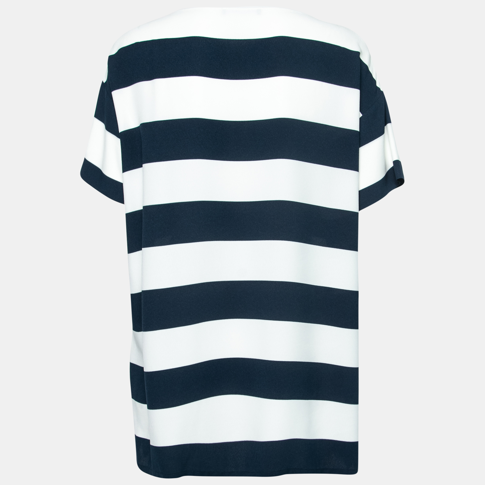 

Dolce & Gabbana Navy Blue & White Striped Crepe Short Sleeve Top