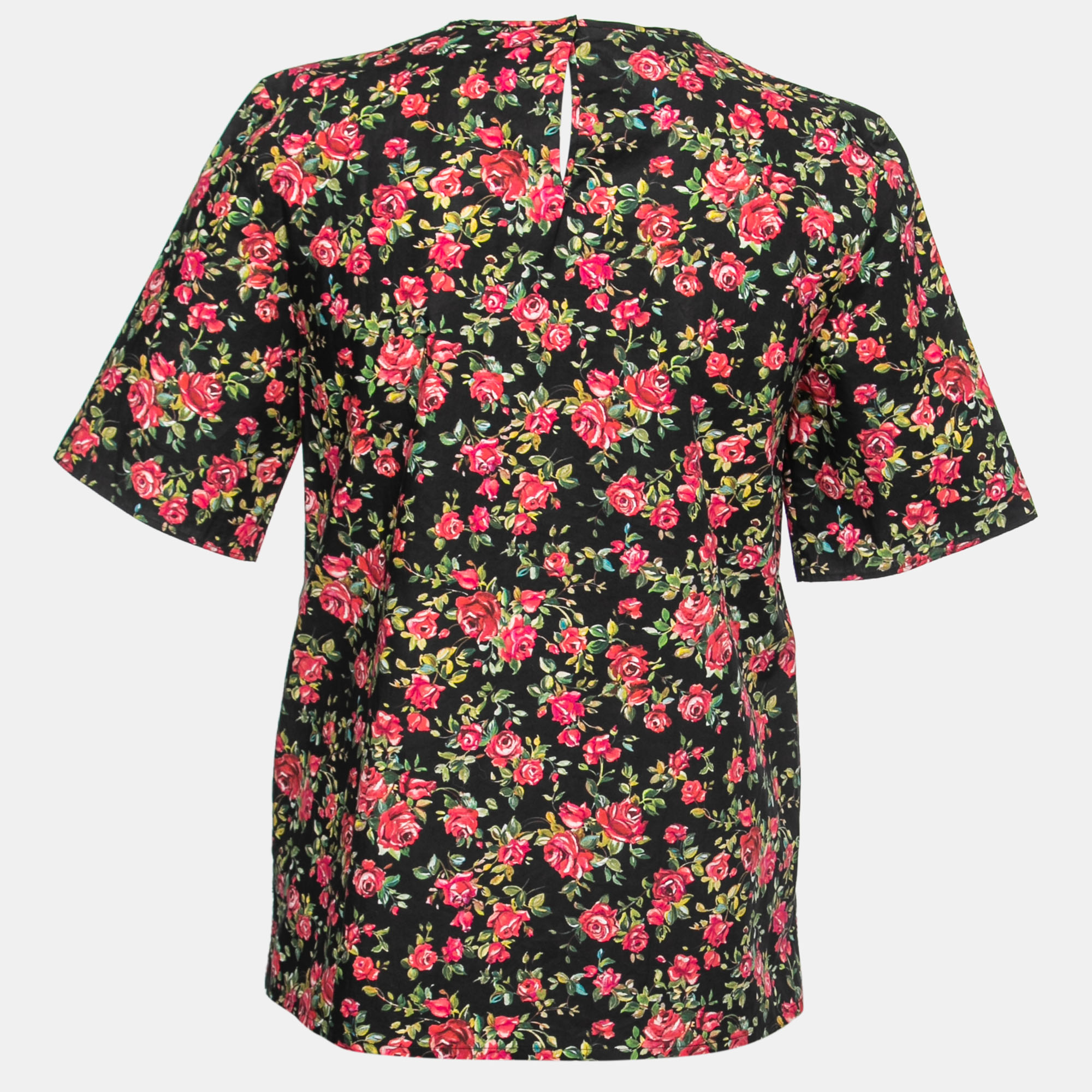 

Dolce & Gabbana Black Rose Printed Cotton Top