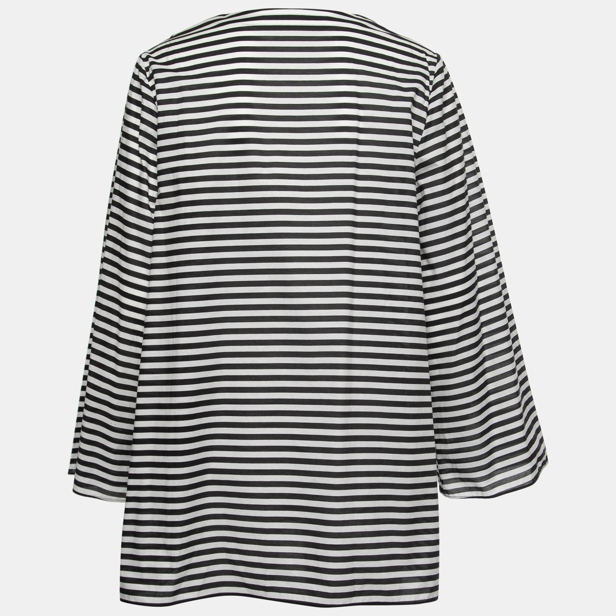 

Dolce & Gabbana Black & White Striped Cotton Long Sleeve Top