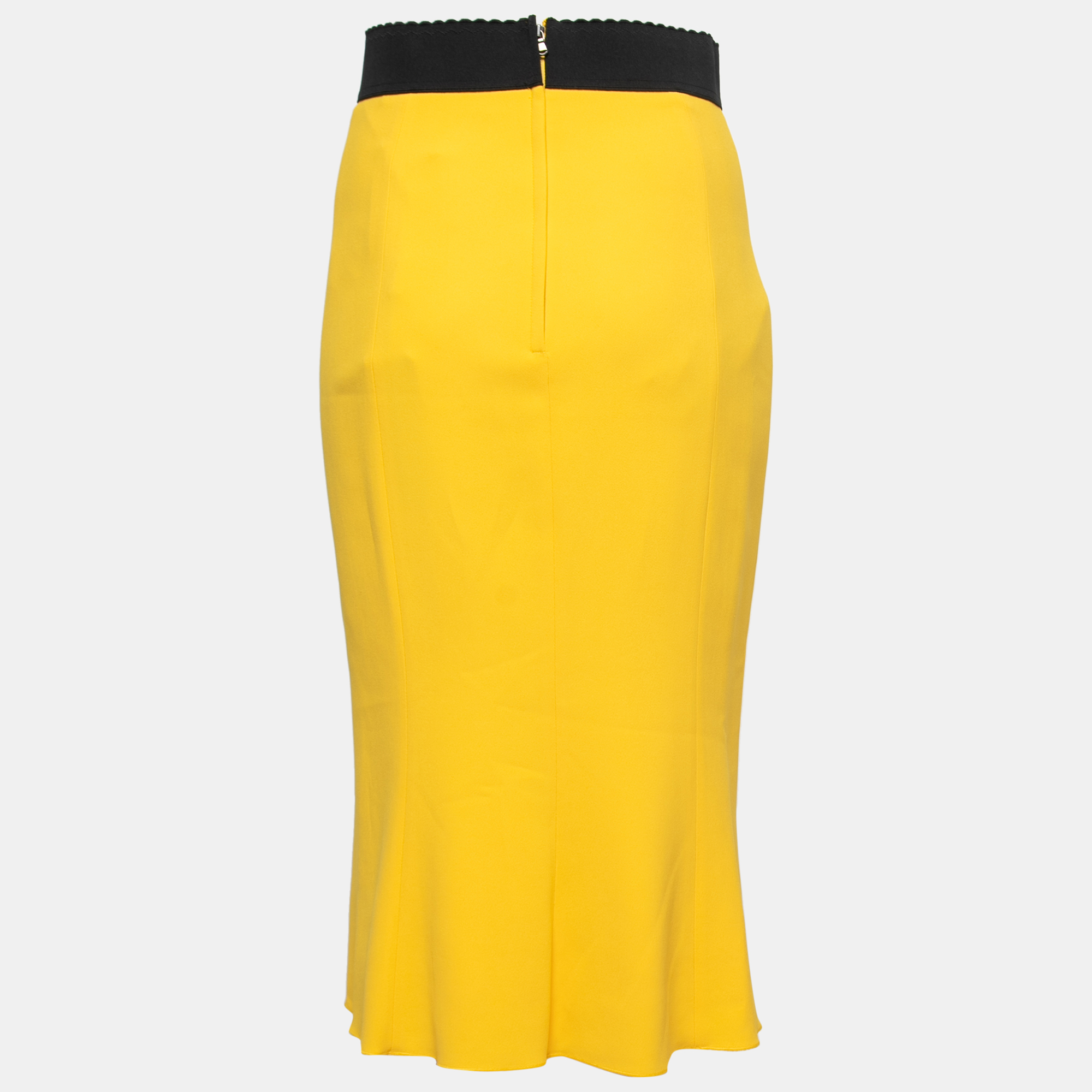 

Dolce & Gabbana Yellow Crepe Knee Length Skirt