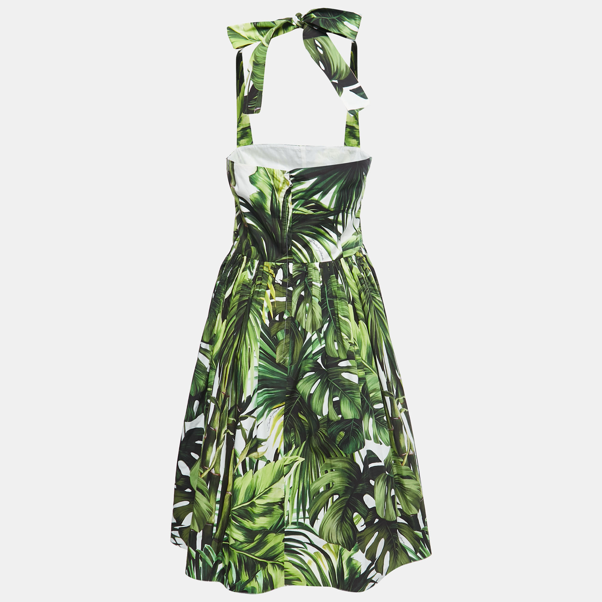 

Dolce & Gabbana Green Palm Leaf Printed Cottom Dress