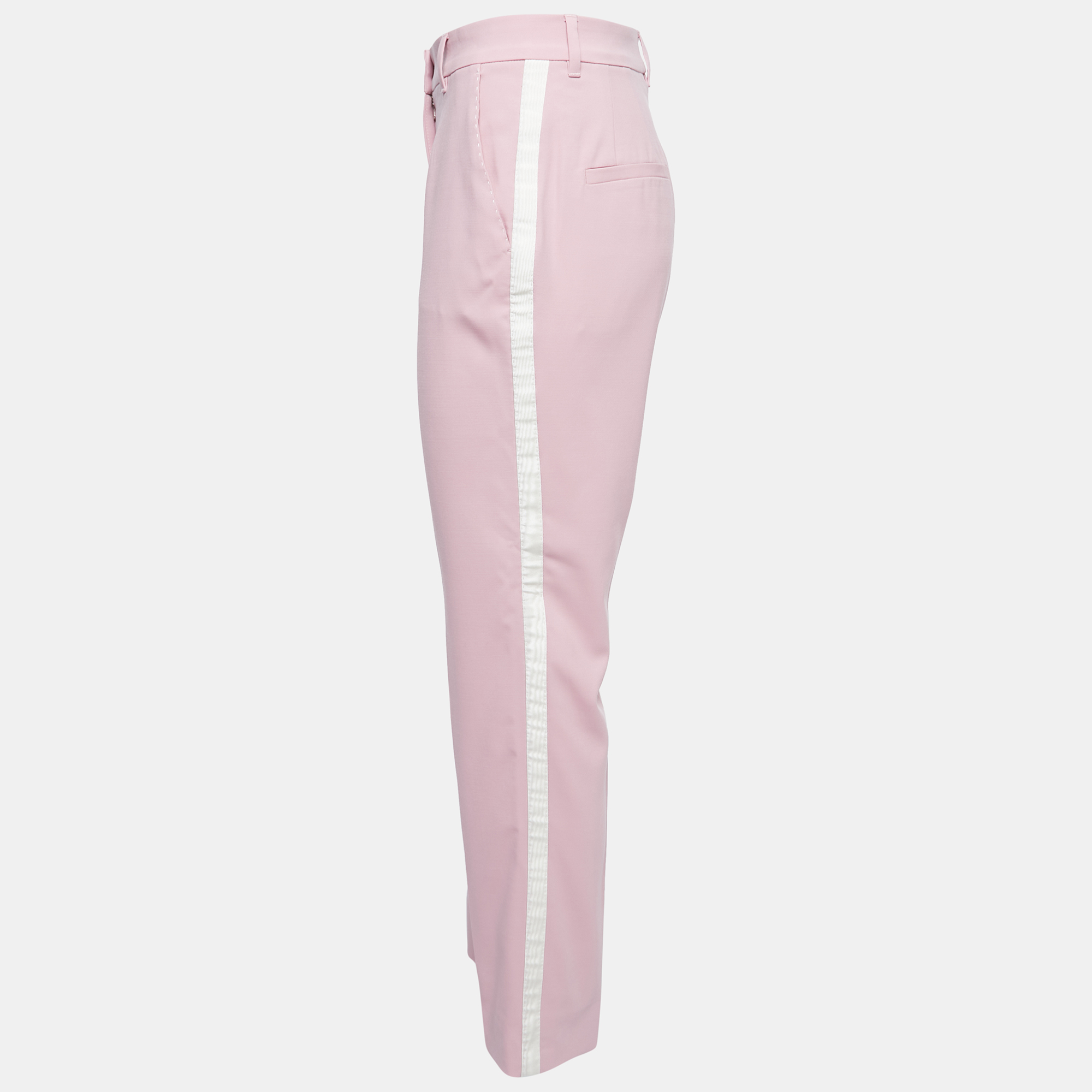 

Dolce & Gabbana Pink Wool Side Stripe Detail Trousers