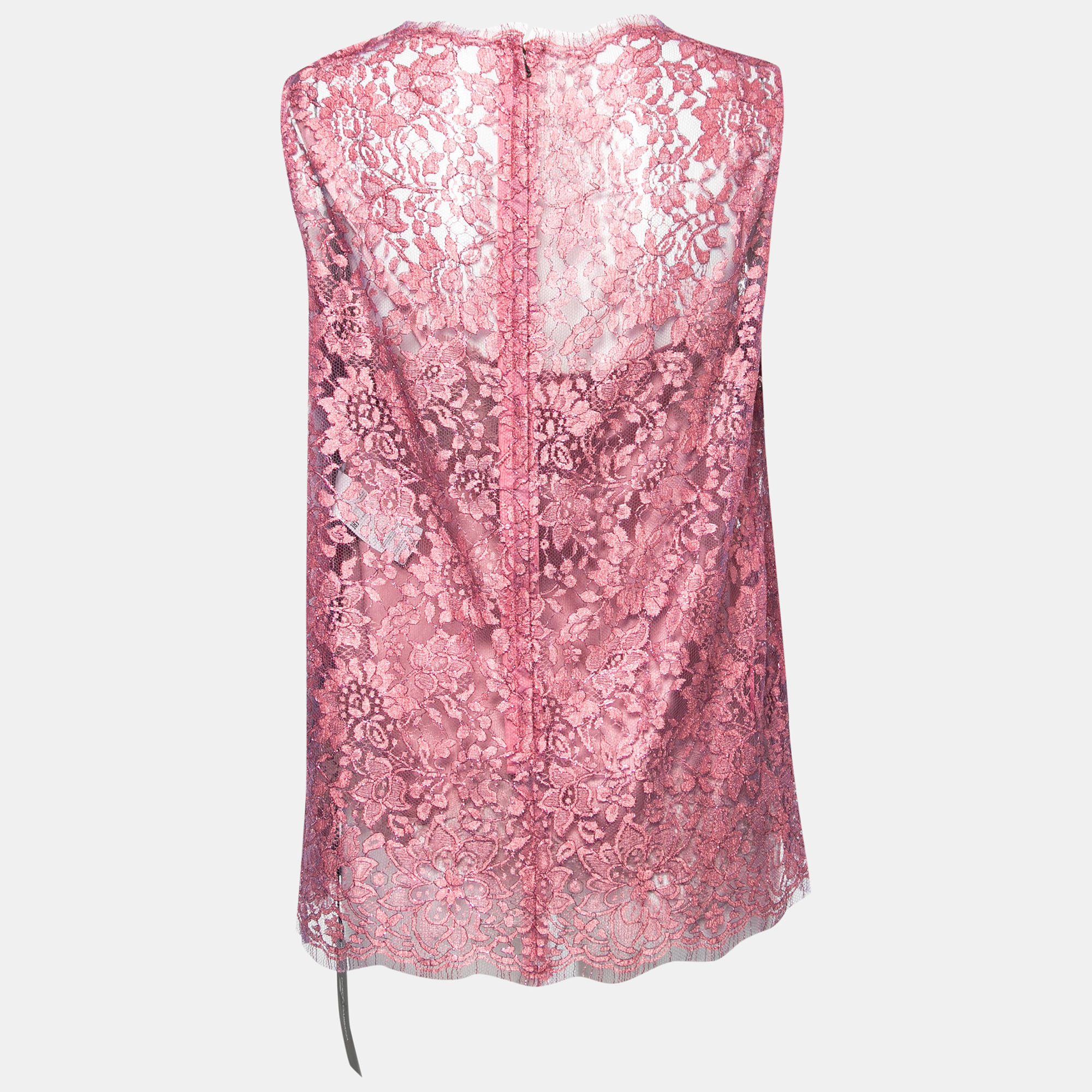 

Dolce & Gabbana Pink Lurex Lace Sleeveless Top