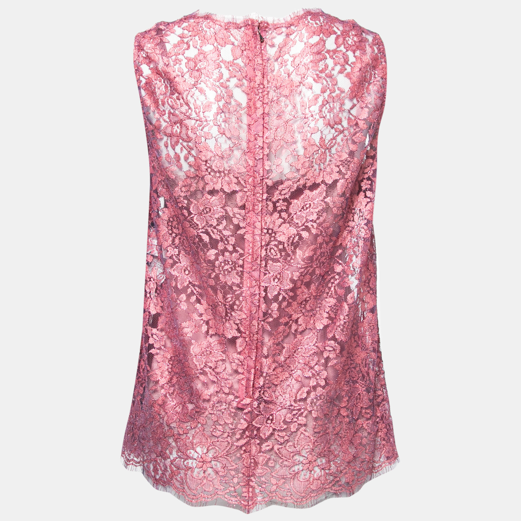 

Dolce & Gabbana Pink Lurex Lace Sleeveless Top
