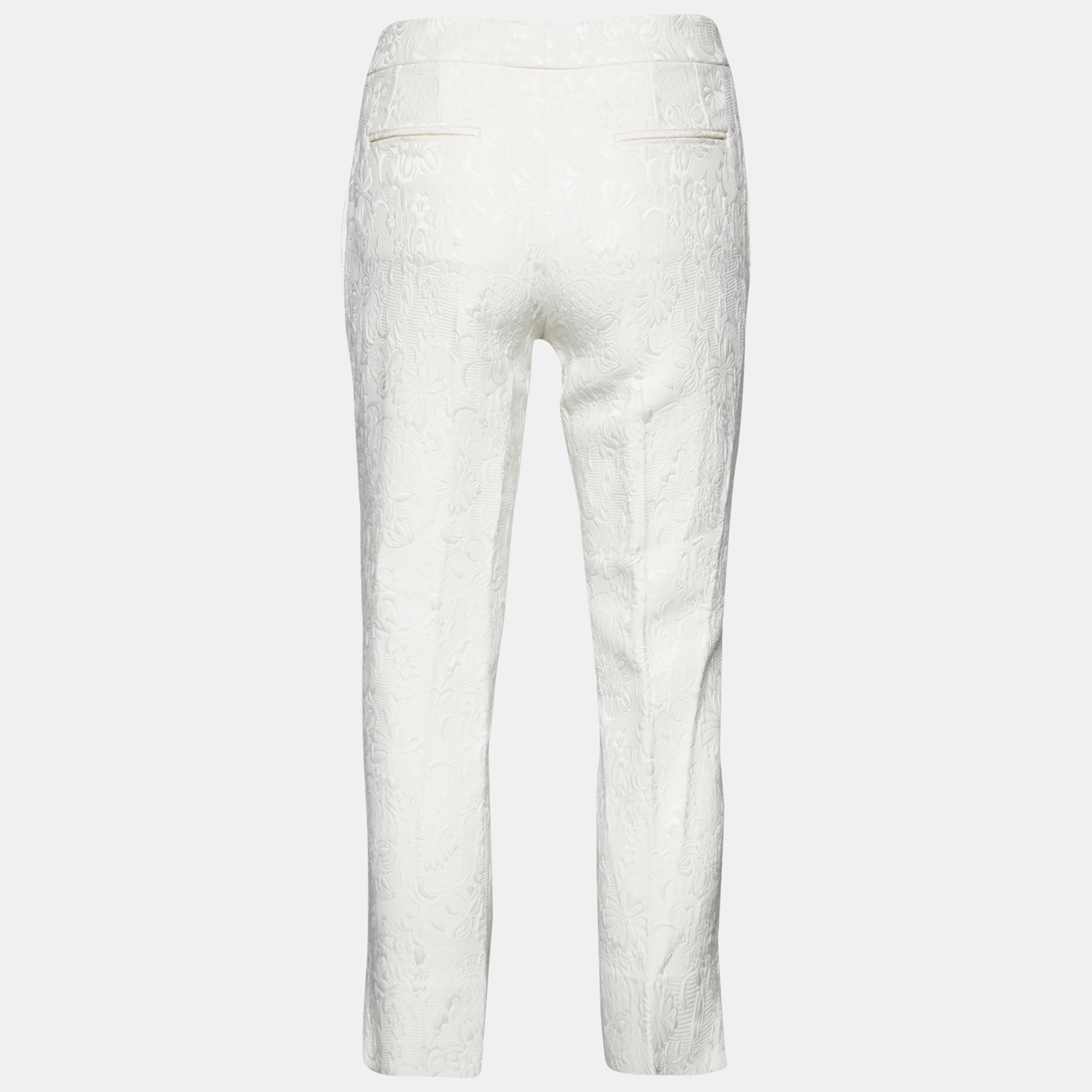 

Dolce & Gabbana White Brocade Tapered Leg Pants