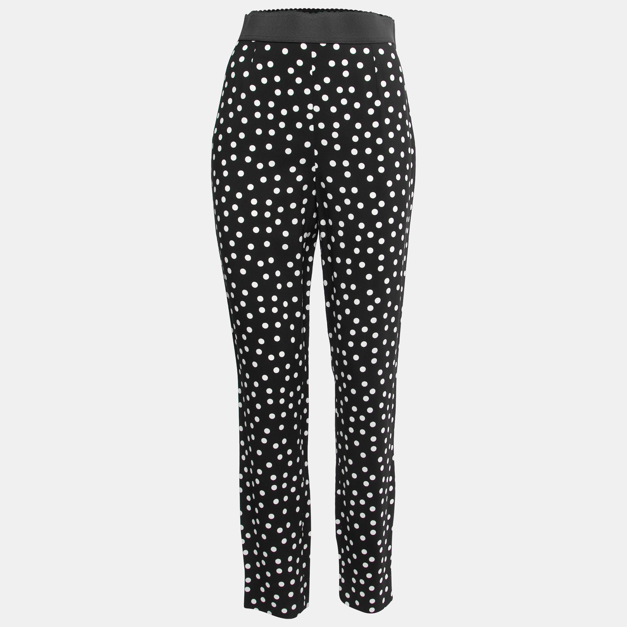 

Dolce & Gabbana Polka Black Dot Crepe Trousers