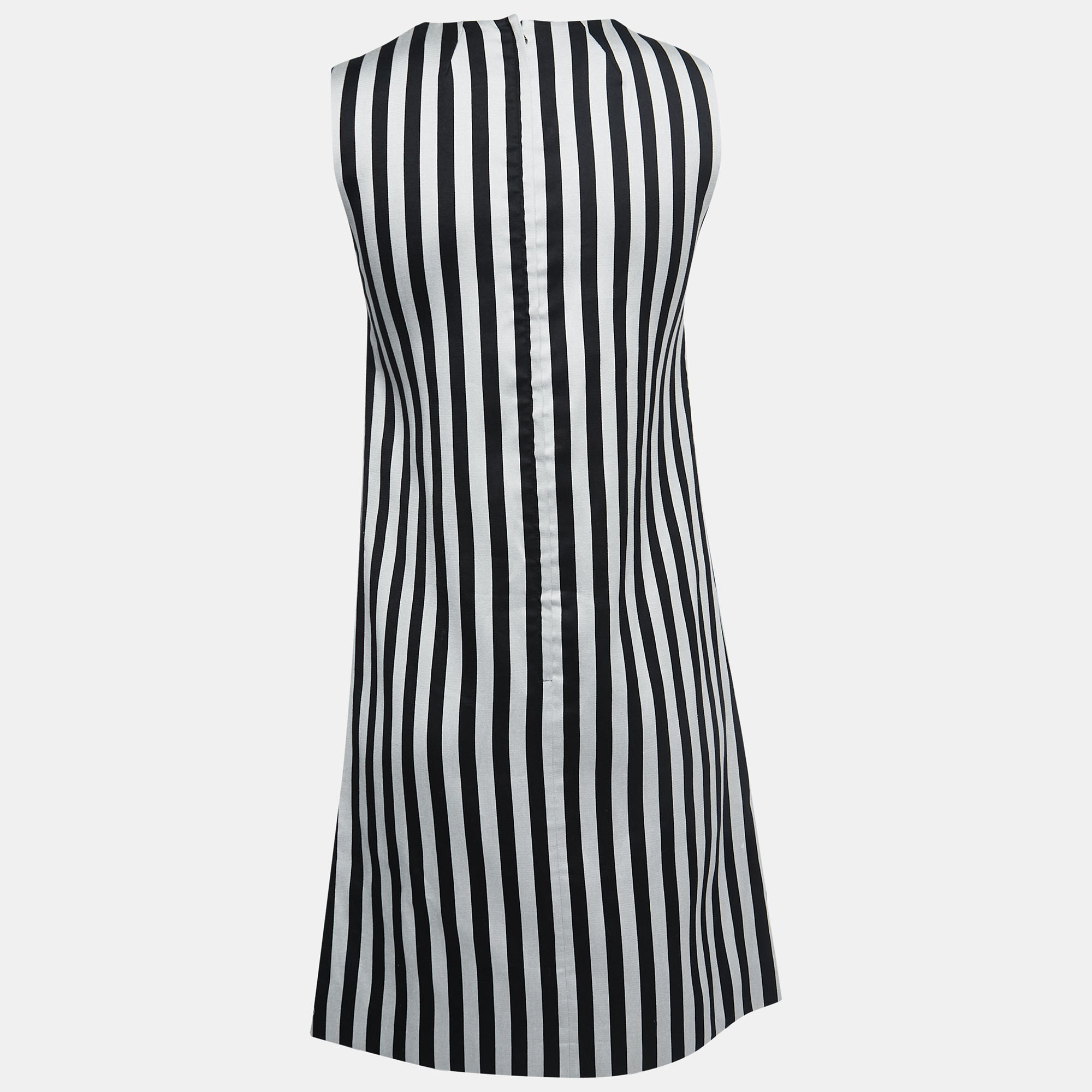 

Dolce & Gabbana Black/White Striped Jacquard Cotton Sleeveless Midi Dress