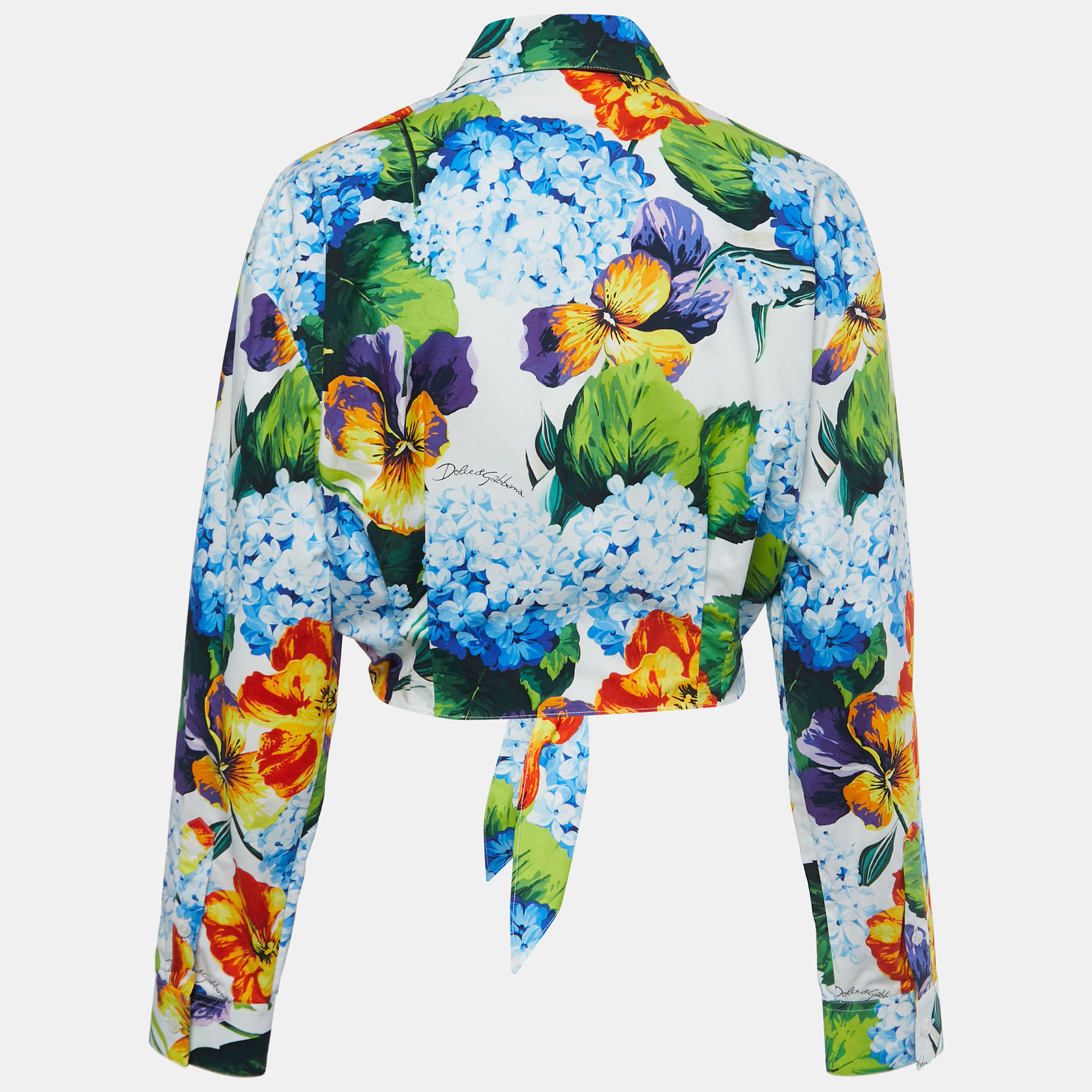 

Dolce & Gabbana Multicolor Floral Print Tie Detail Button Front Shirt