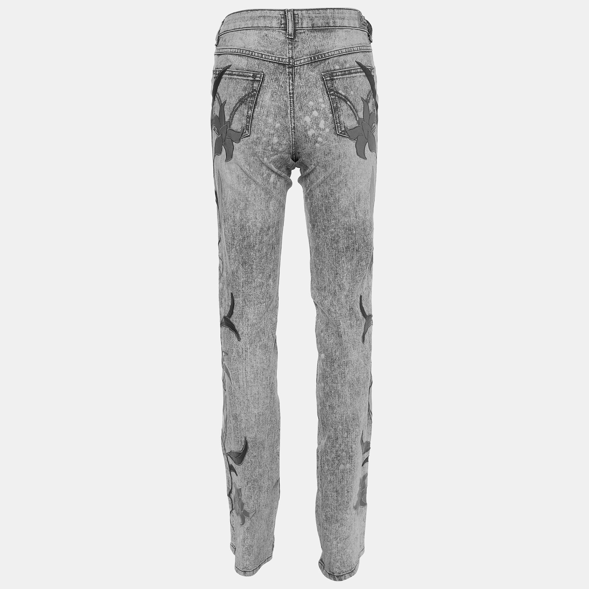 

D&G Light Blue Denim Floral Applique Jeans
