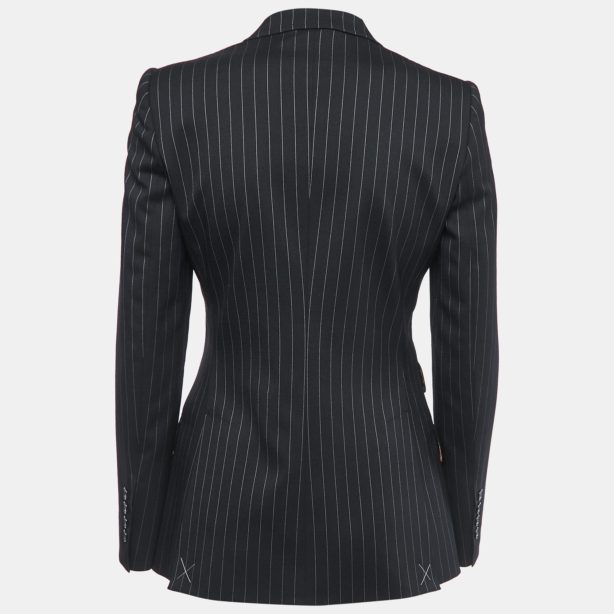 

Dolce & Gabbana Black Striped Wool Tailored Blazer