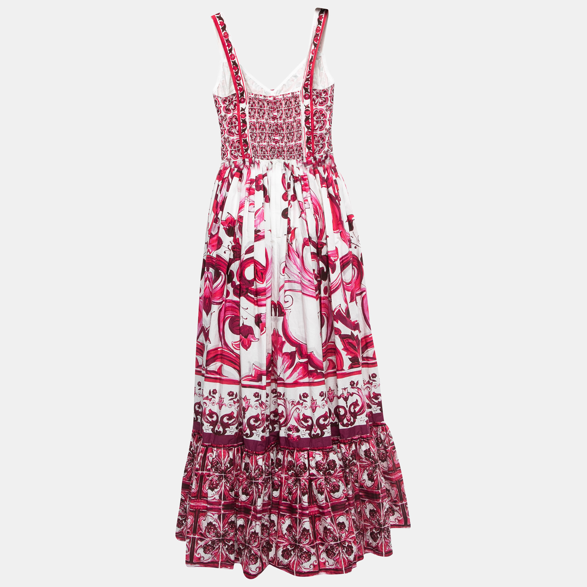 

Dolce & Gabbana Pink Majolica Printed Cotton Maxi Dress