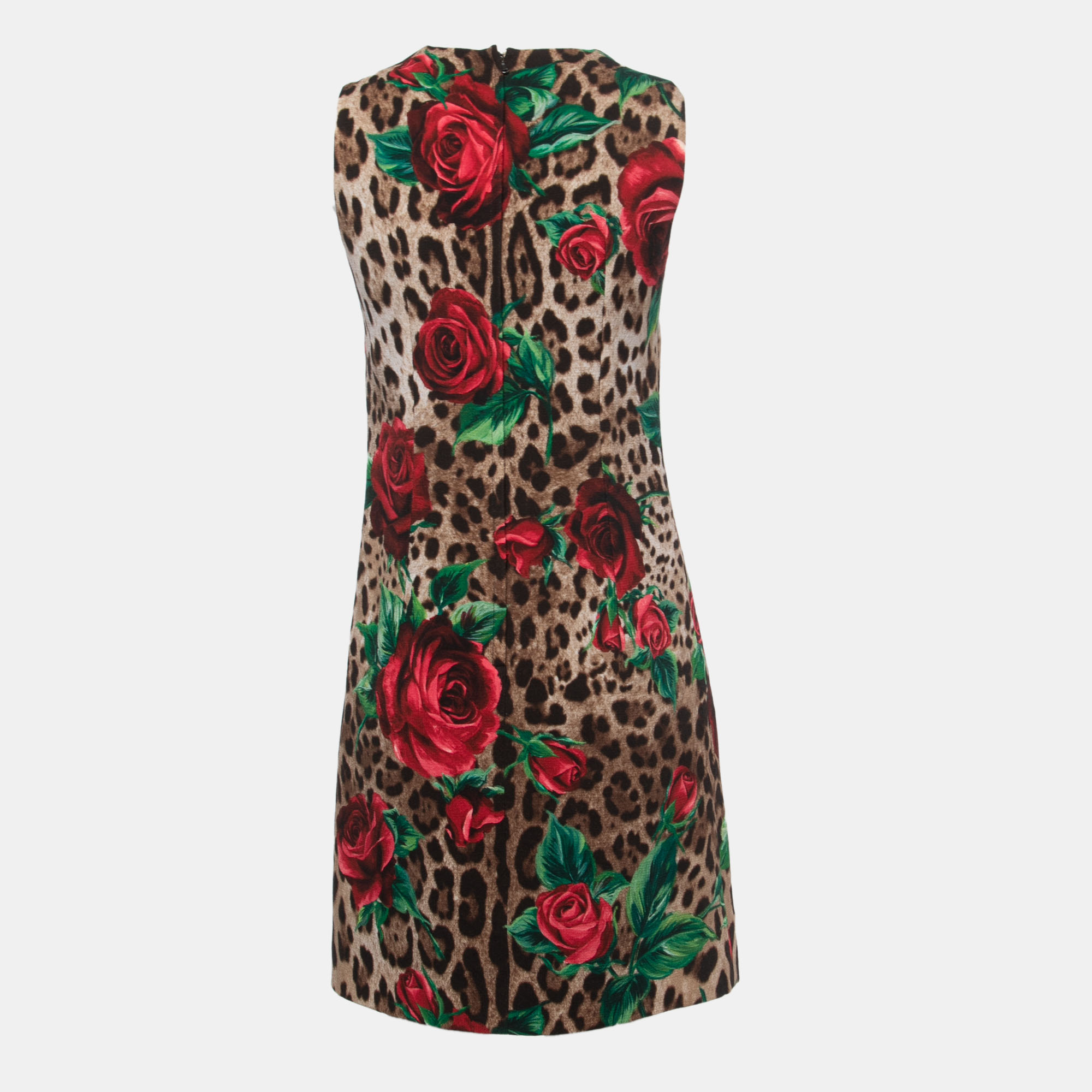 

Dolce & Gabbana Brown Floral Animal Print Wool Shift Dress S