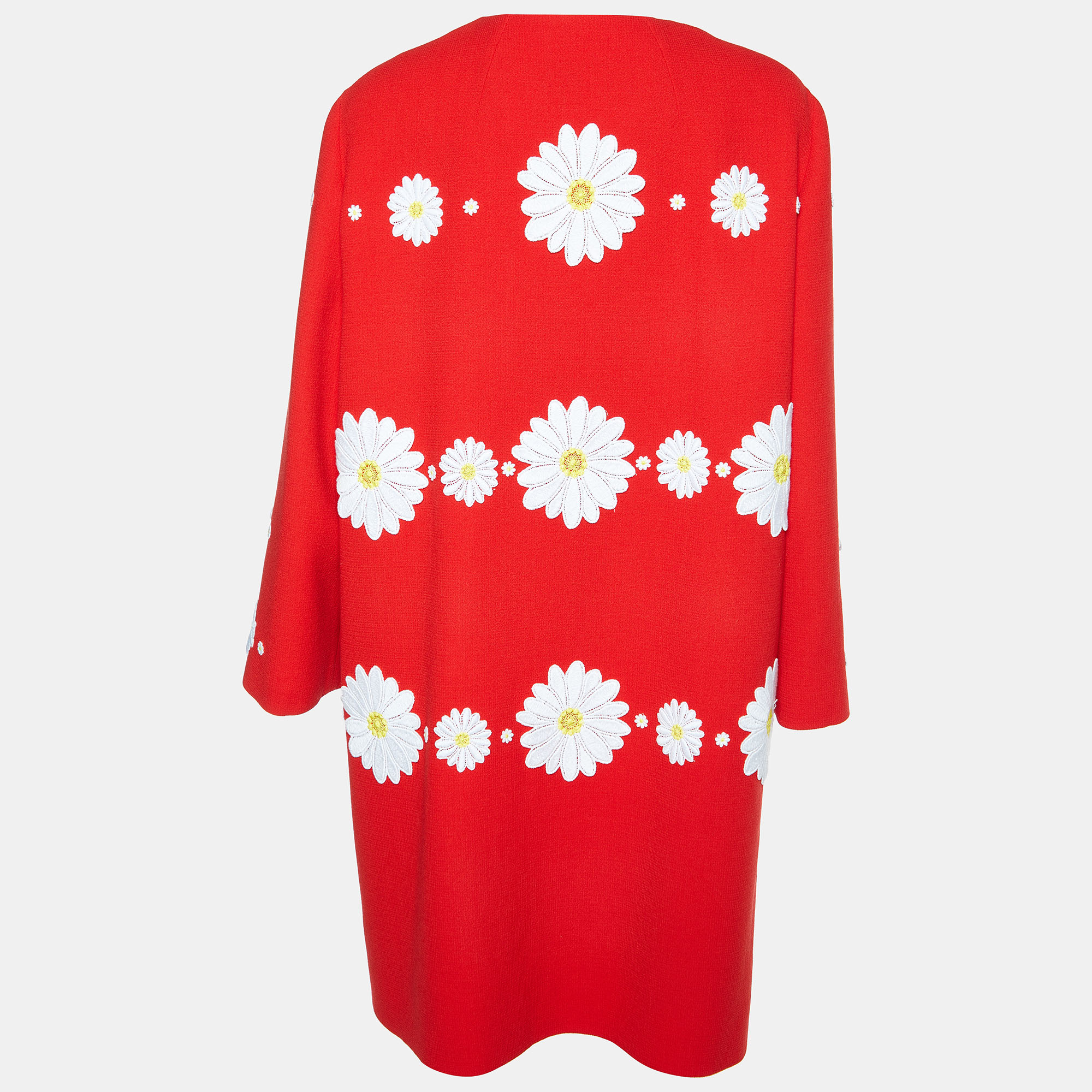 

Dolce & Gabbana Red Wool Flower Applique Button Front Coat