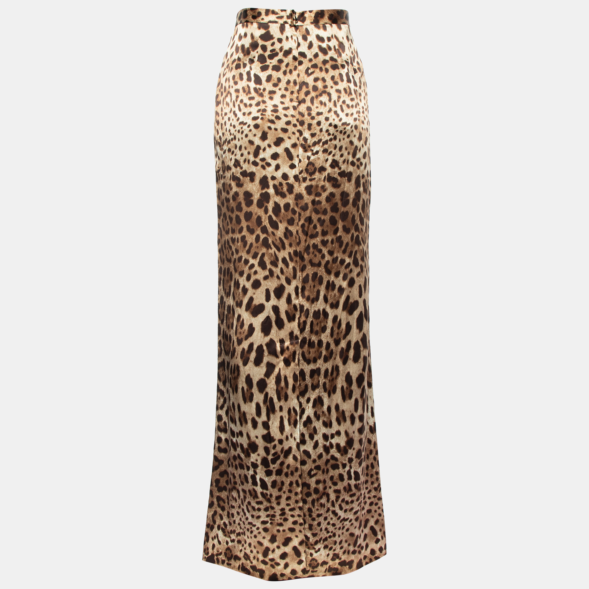 

Dolce & Gabbana Brown Animal Printed Silk Satin Maxi Skirt