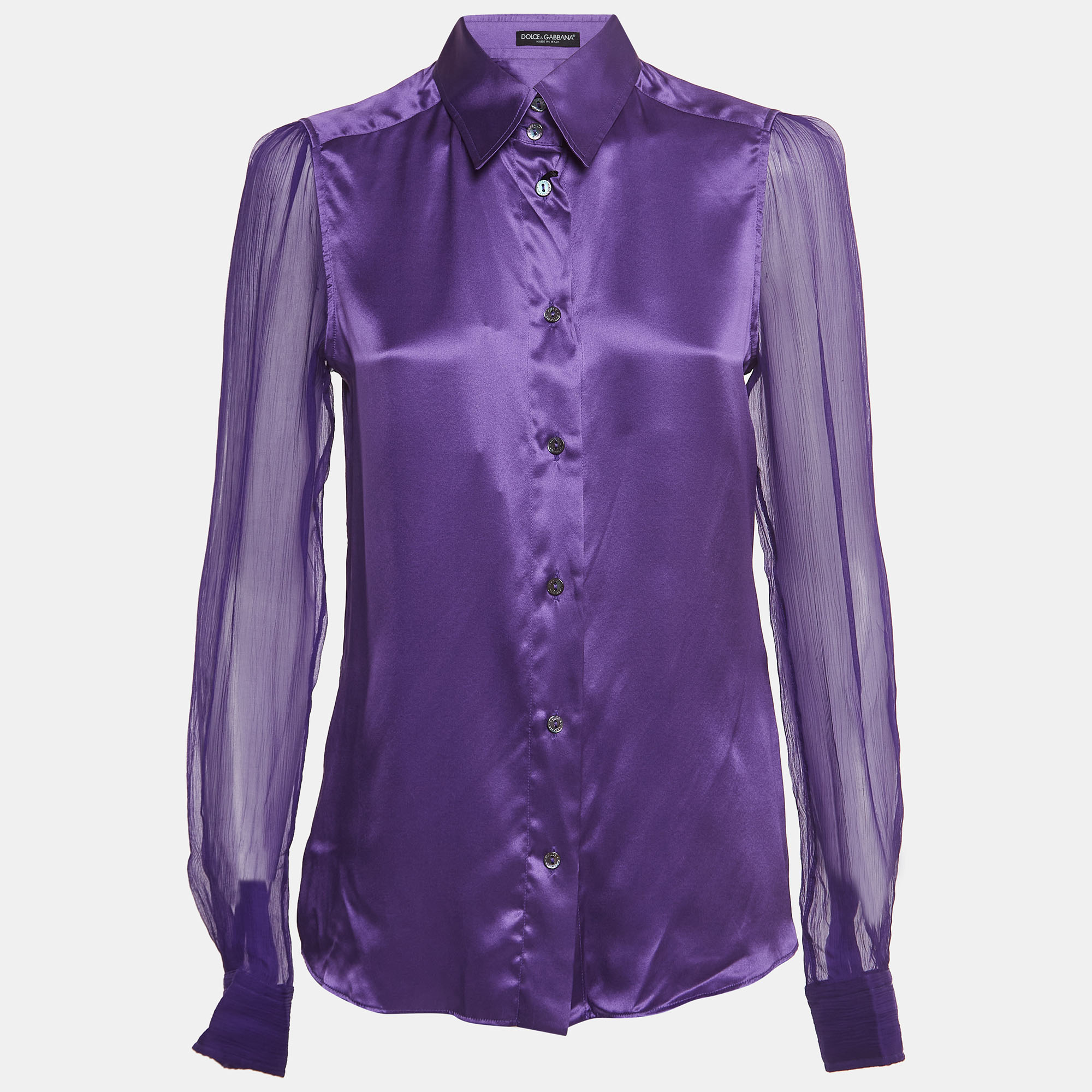 

Dolce & Gabbana Purple Silk Semi Sheer Long Sleeve Shirt