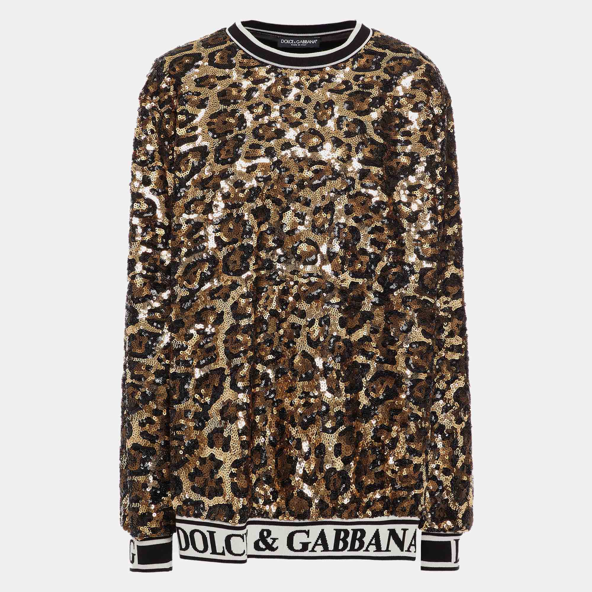 Pre-owned Dolce & Gabbana Polyester Long Sleeved Top 38 In Multicolor