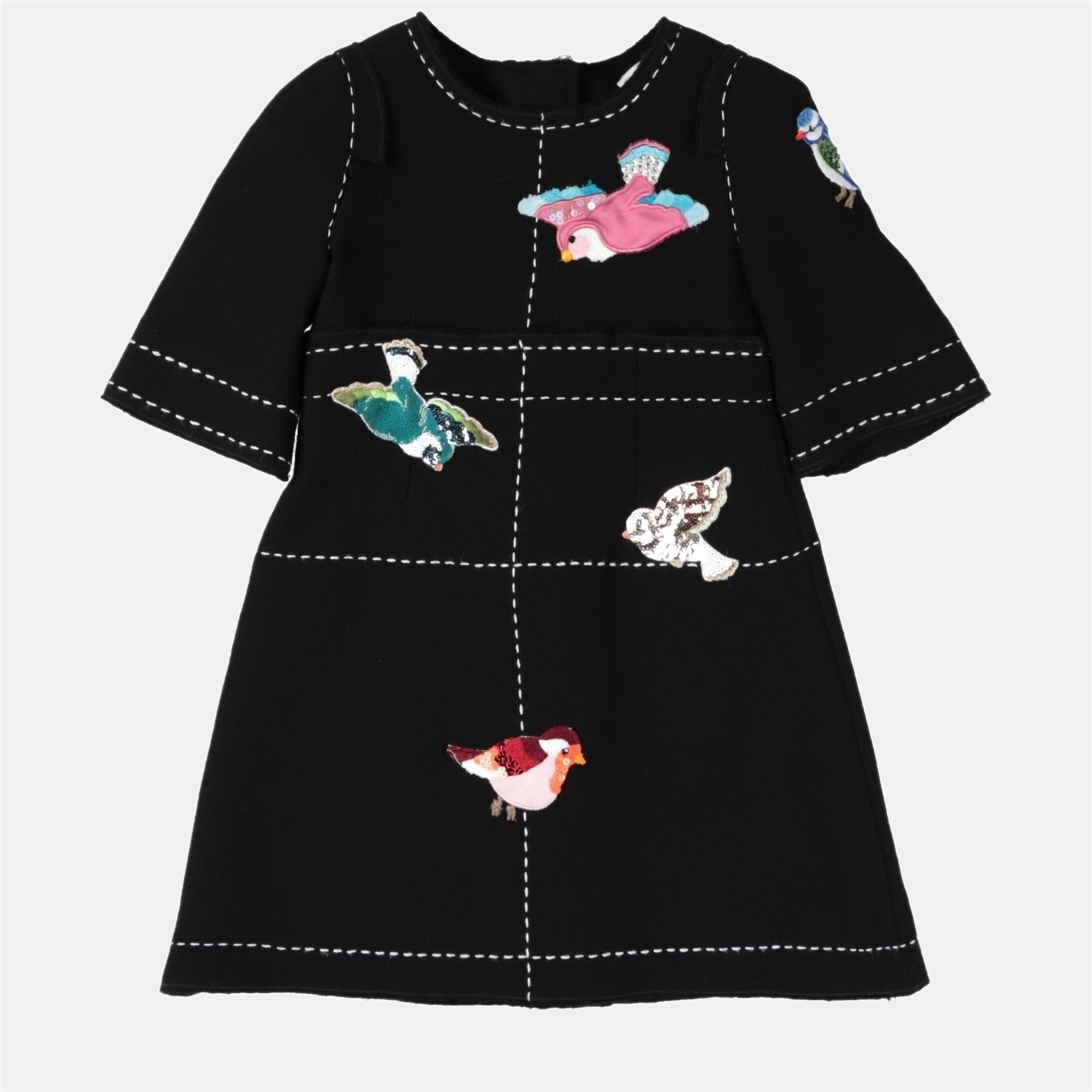 

Dolce & Gabbana Black Bird Applique Wool Dress Size 2Y