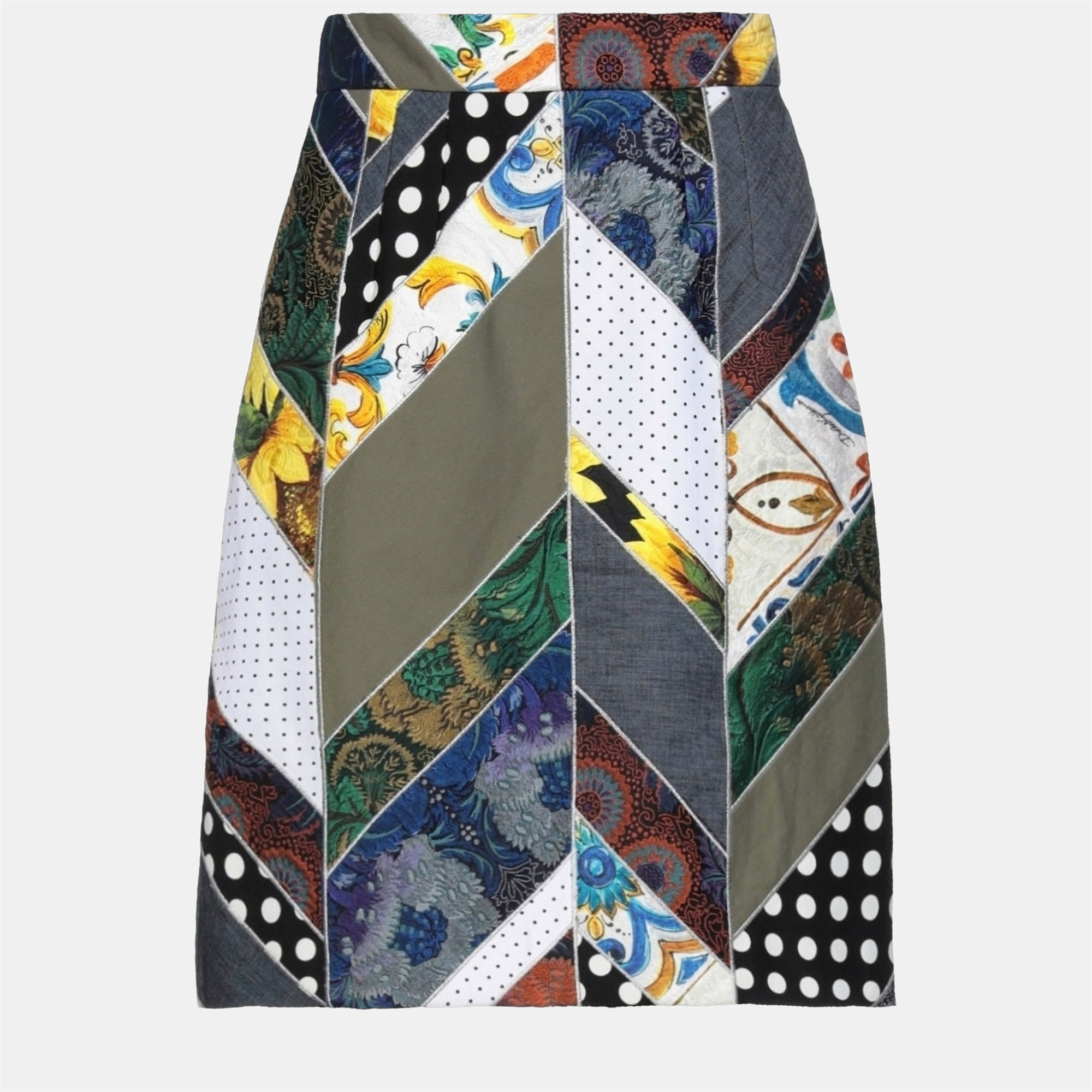 Pre-owned Dolce & Gabbana Cotton Midi Skirt 40 In Multicolor