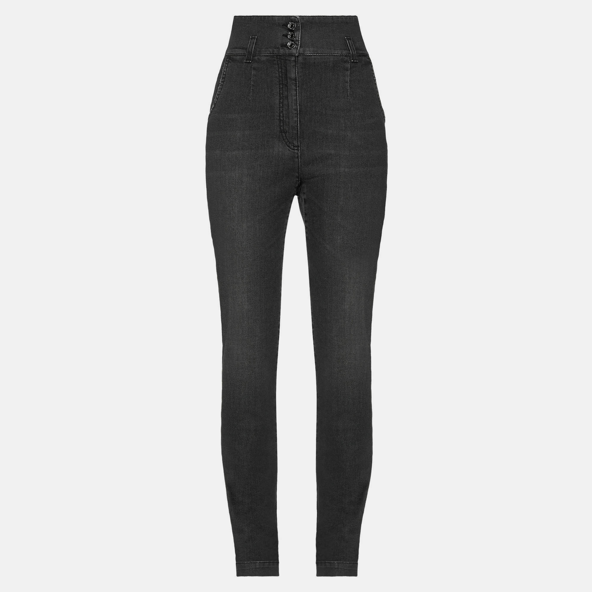 Pre-owned Dolce & Gabbana Cotton Jeans 38 In Black