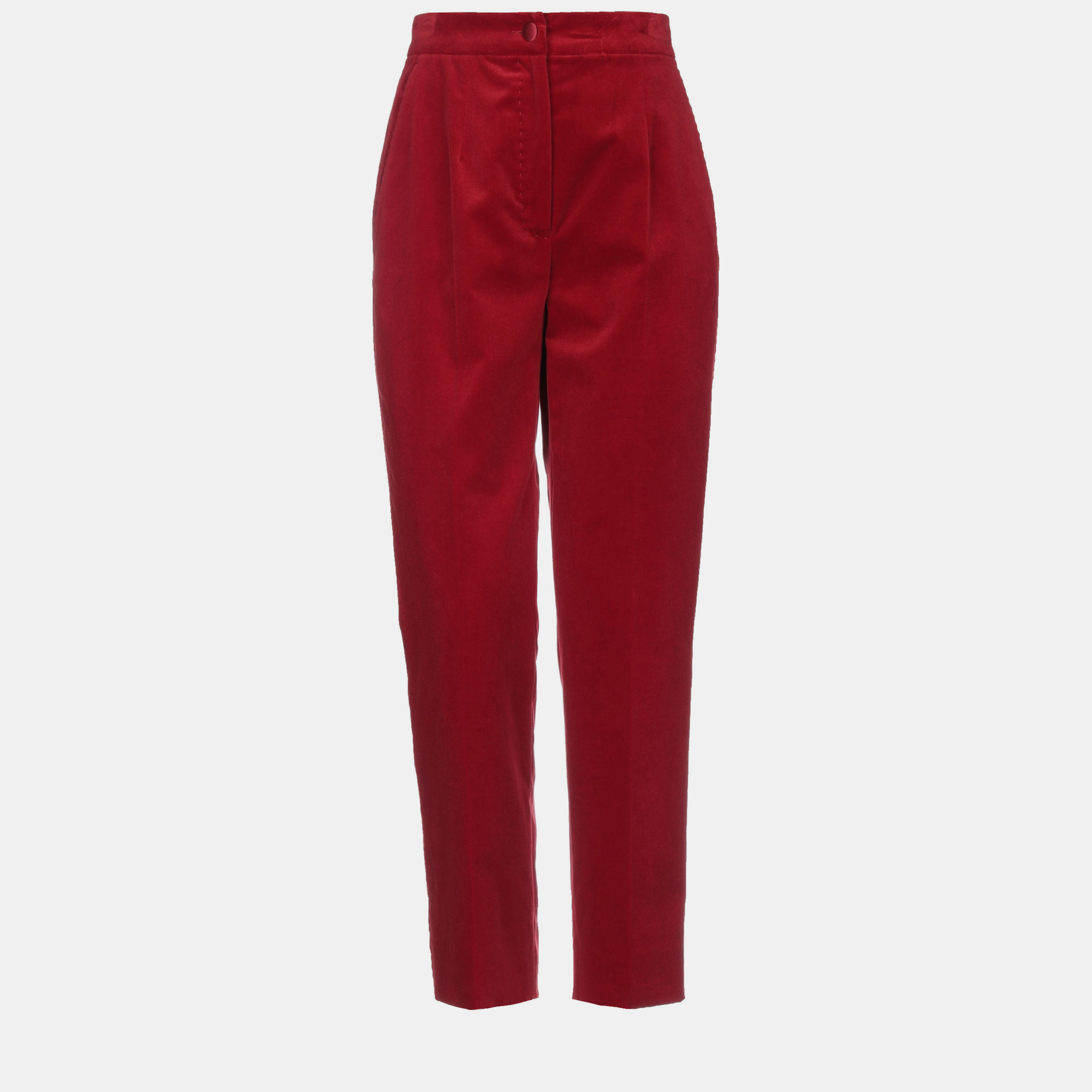 Pre-owned Dolce & Gabbana Cotton Pants 44 In Burgundy