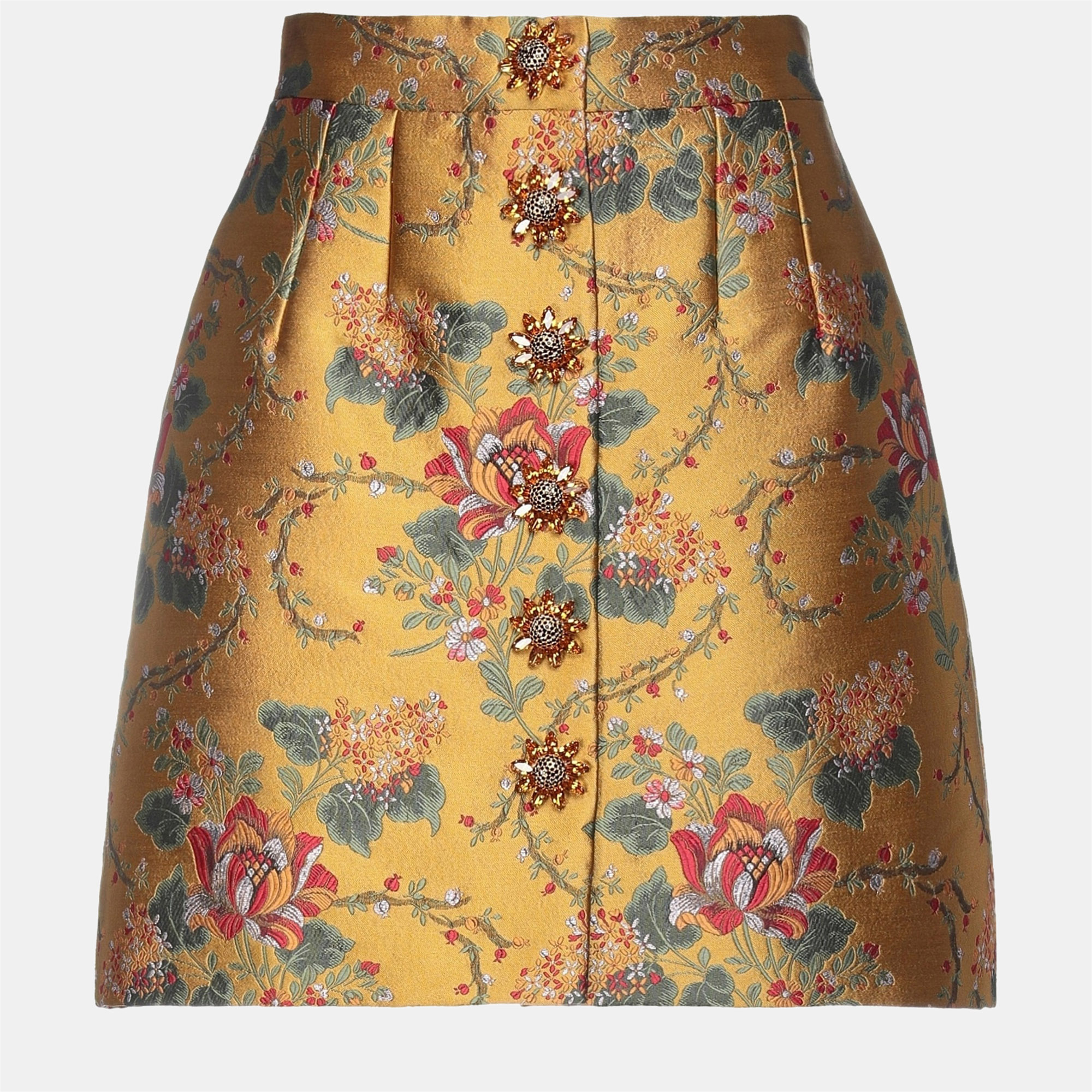 Pre-owned Dolce & Gabbana Polyester Midi Skirt 44 In Multicolor
