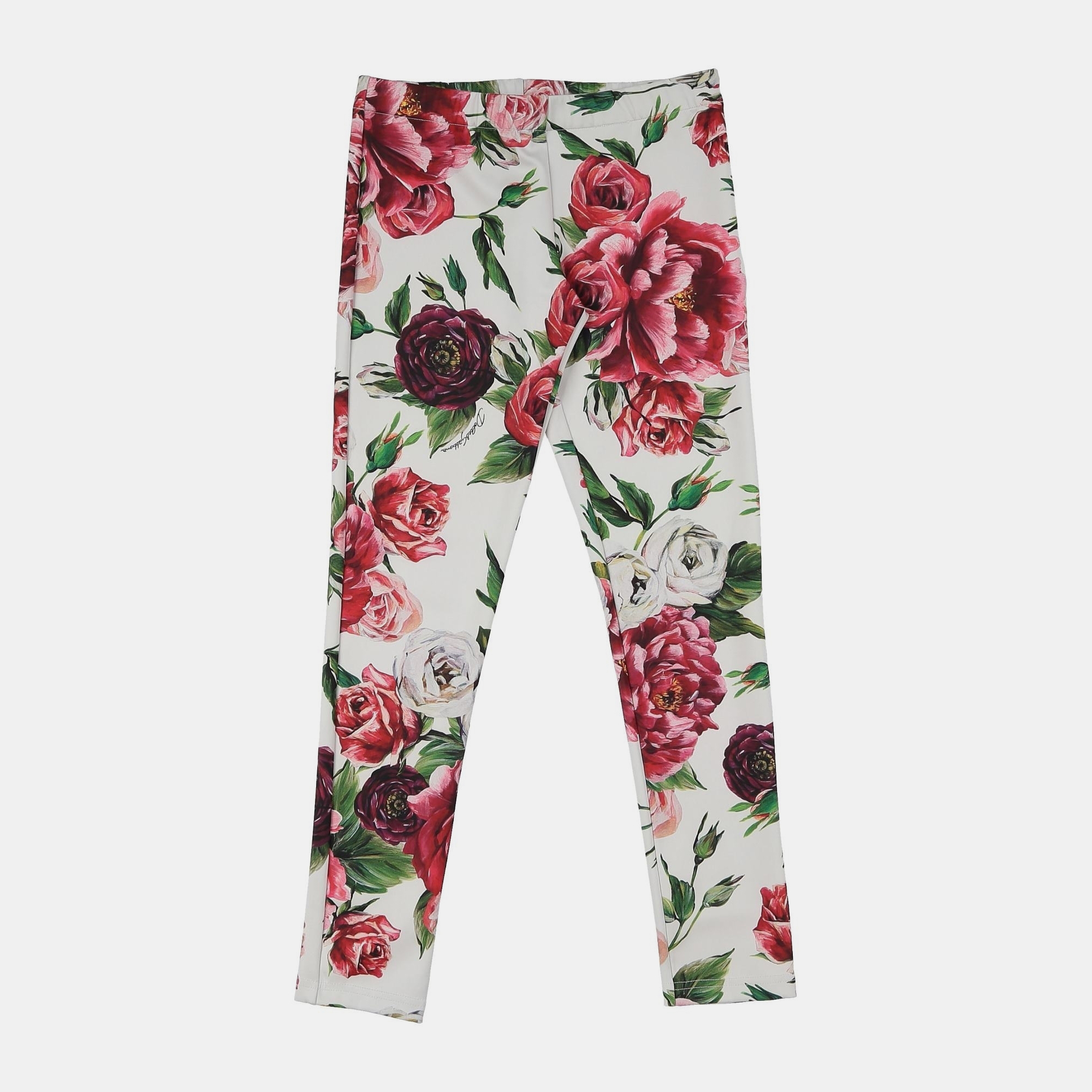 

Dolce & Gabbana White/Red Floral Print Jersey Leggings Size 7/8Y, Multicolor