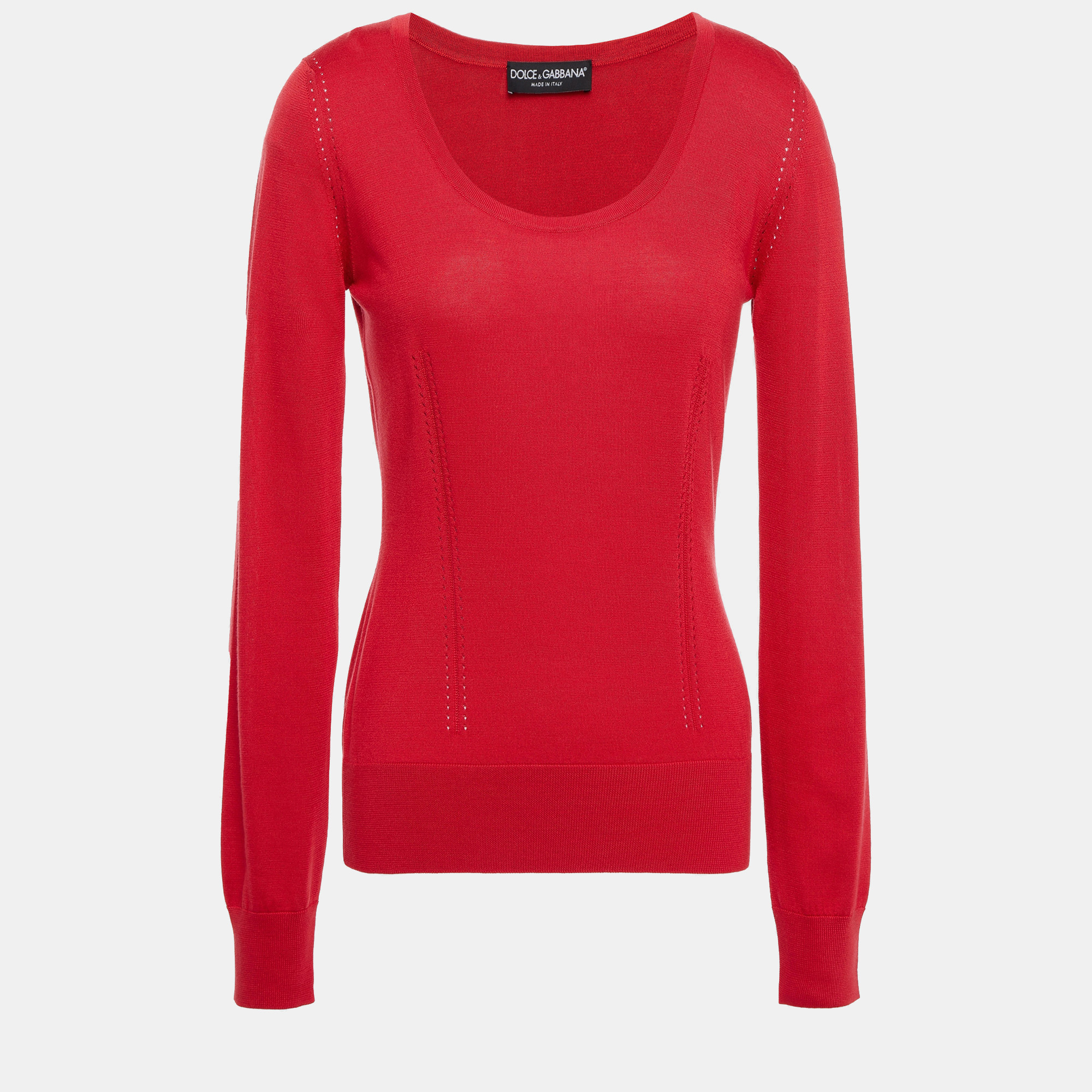 

Dolce & Gabbana Silk Crew Neck Sweater 42, Red