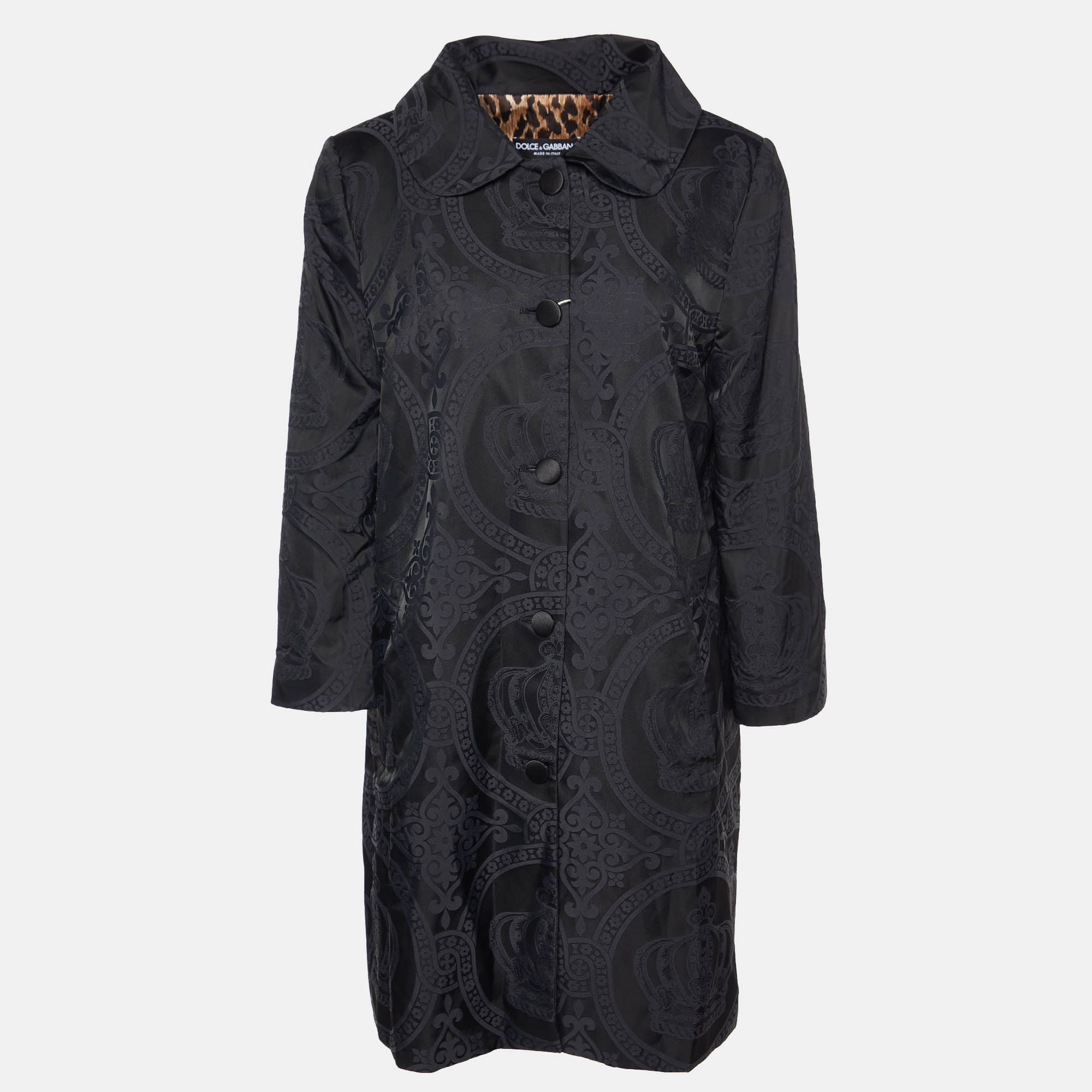 

Dolce & Gabbana Button Front Long Jacket 46, Black