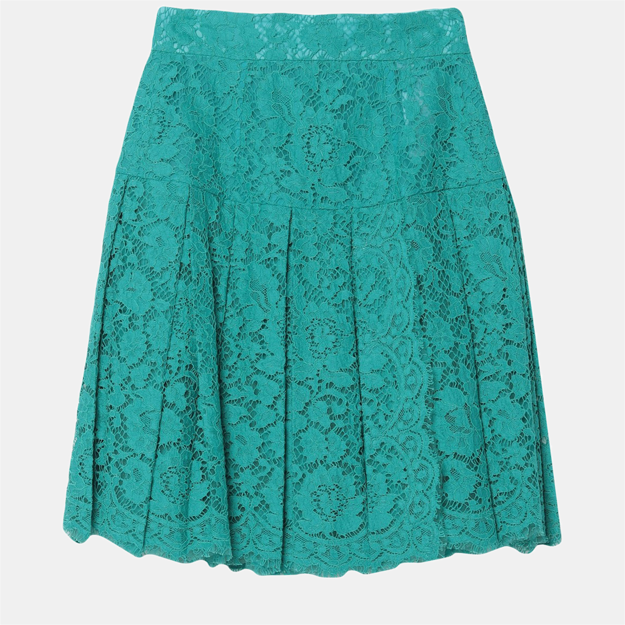 Pre-owned Dolce & Gabbana Cotton Midi Skirt It 36 In Green