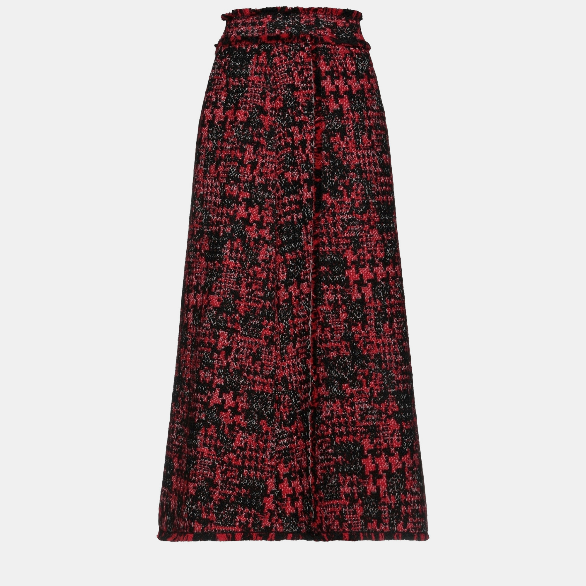 Pre-owned Dolce & Gabbana Black/red Tweed Skirt Xs (it 38)