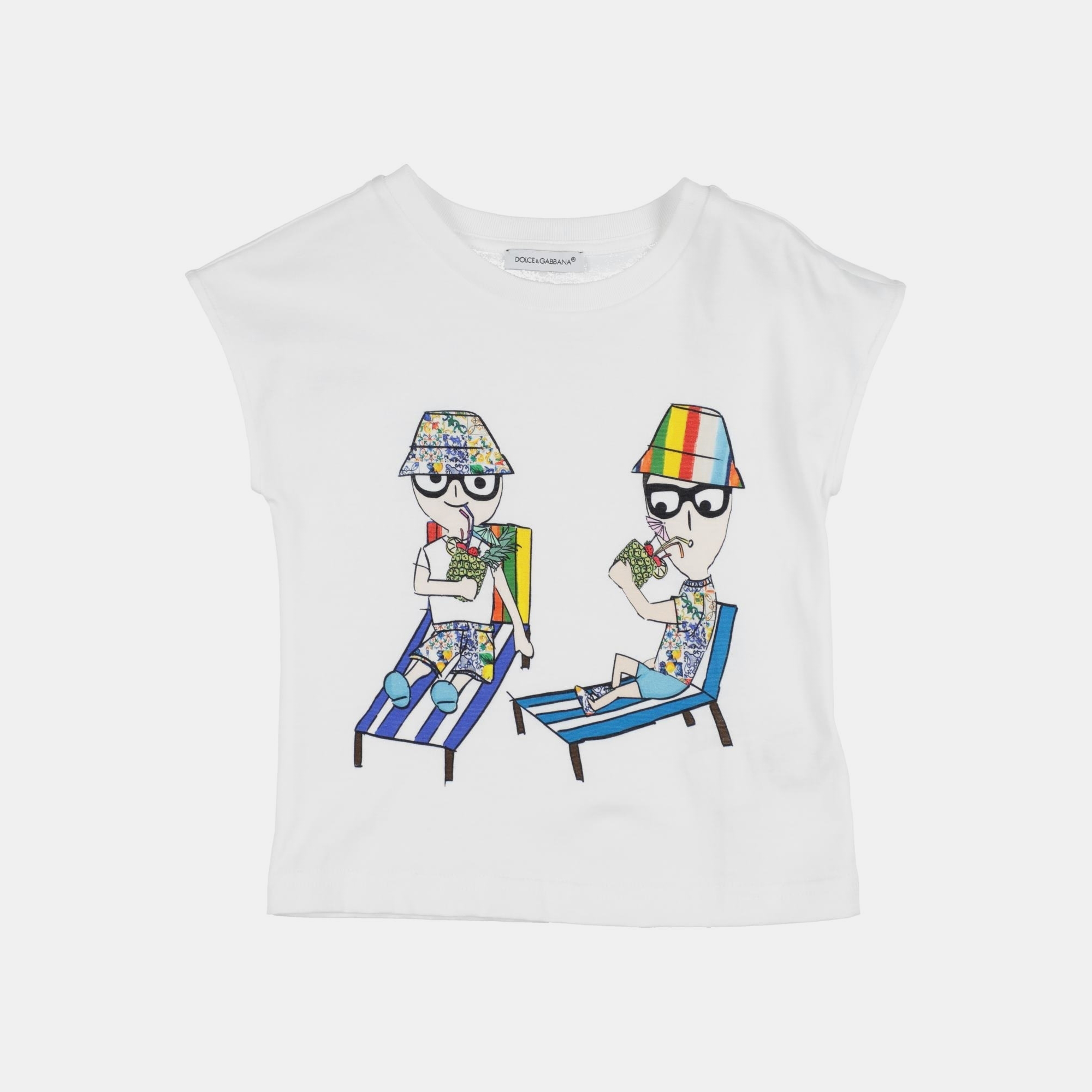 

Dolce & Gabbana White Cotton Printed T-Shirt Size 2Y
