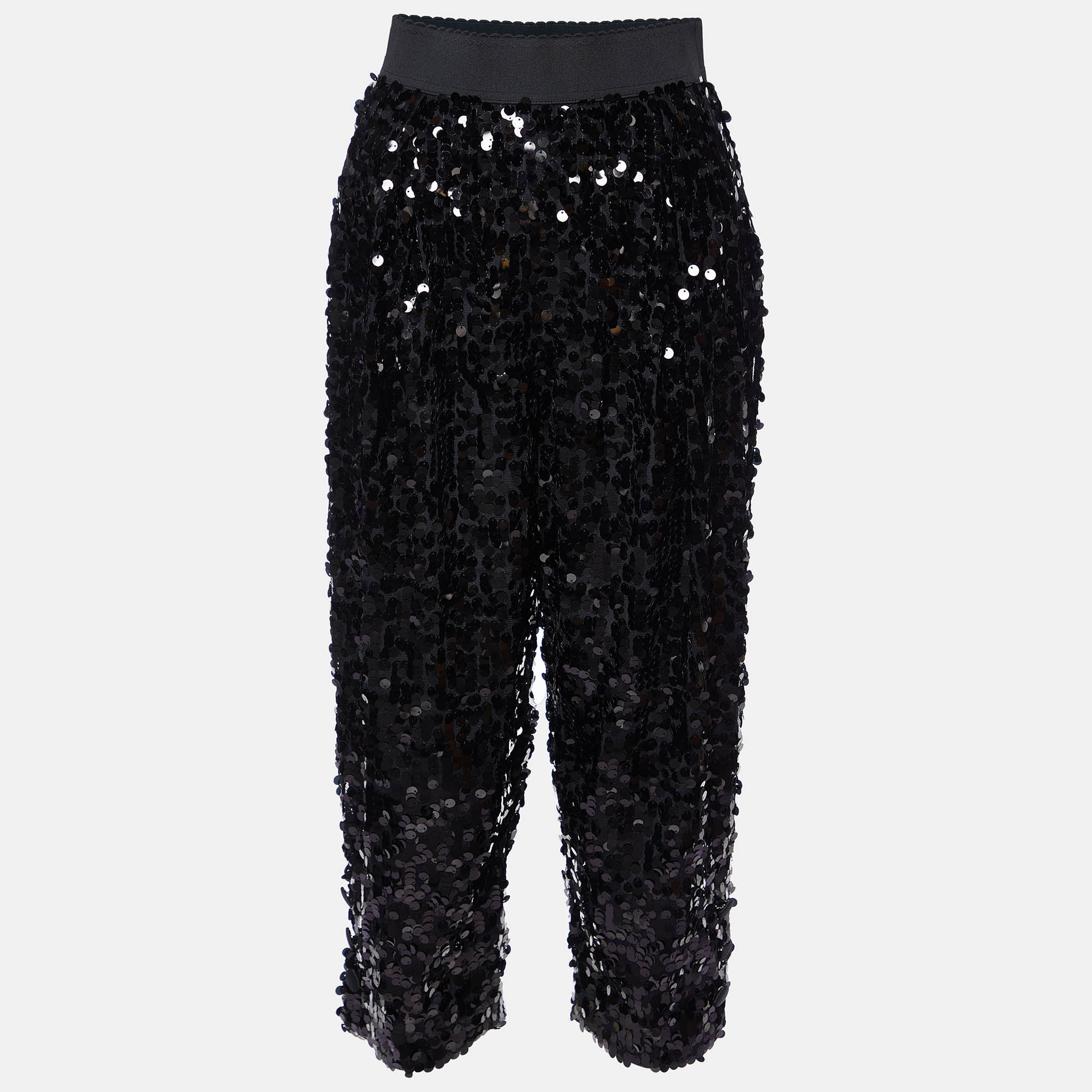 Pre-owned Dolce & Gabbana Sequin Embellished Pants 38 In Black