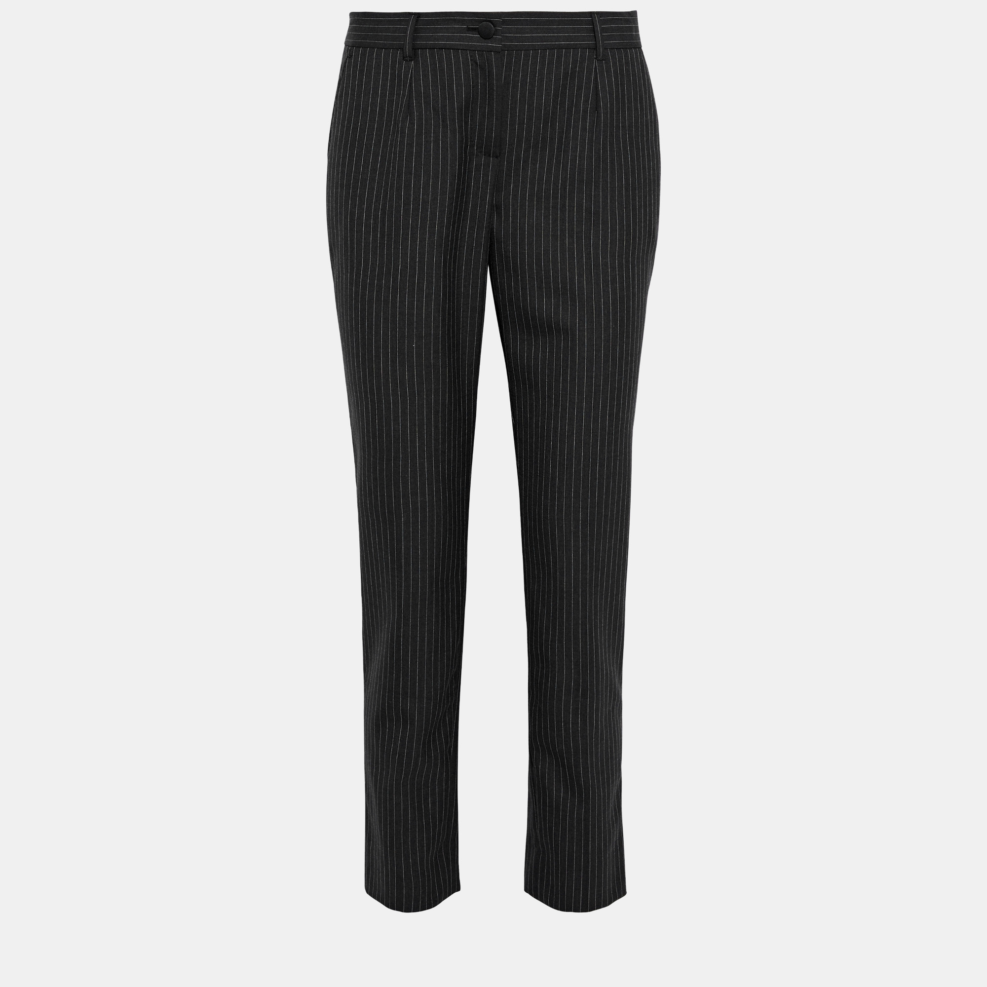 

Dolce & Gabbana Black Striped Wool Pants 3XL