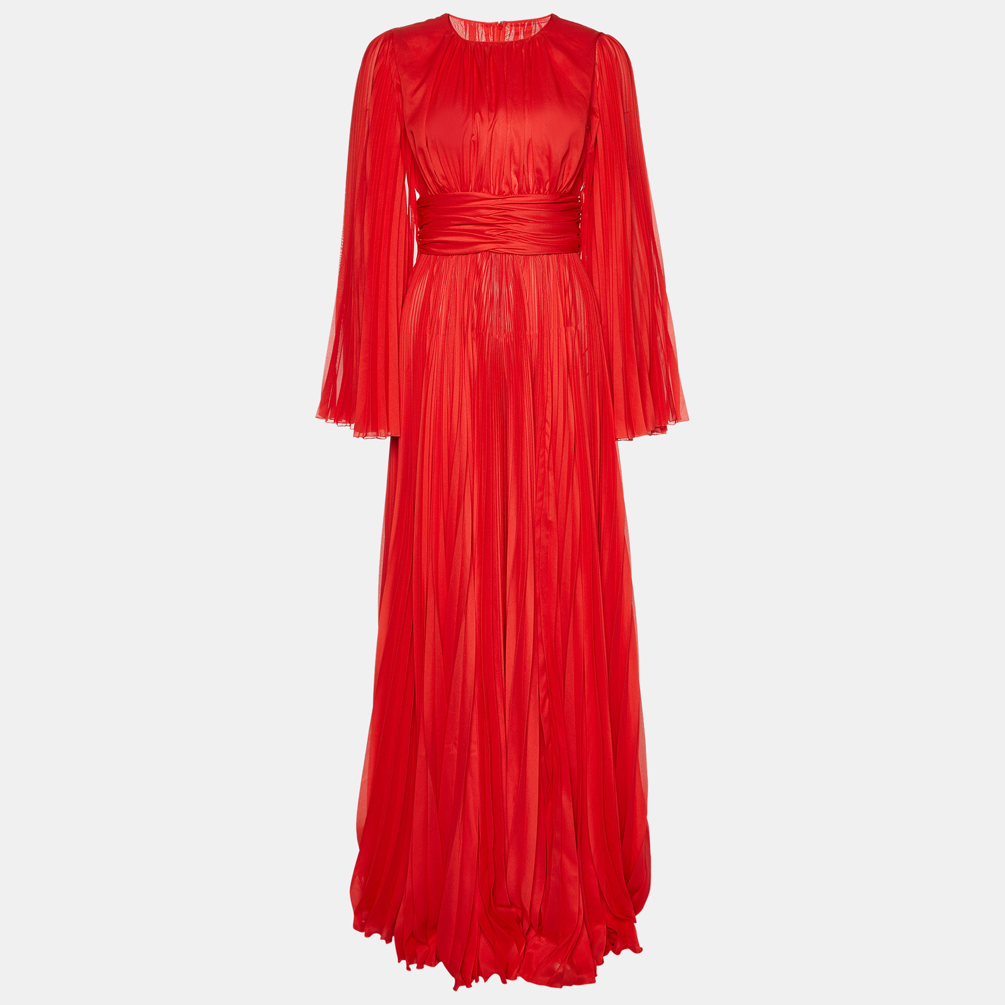 

Dolce & Gabbana Red Chiffon Pleated Long Dress S