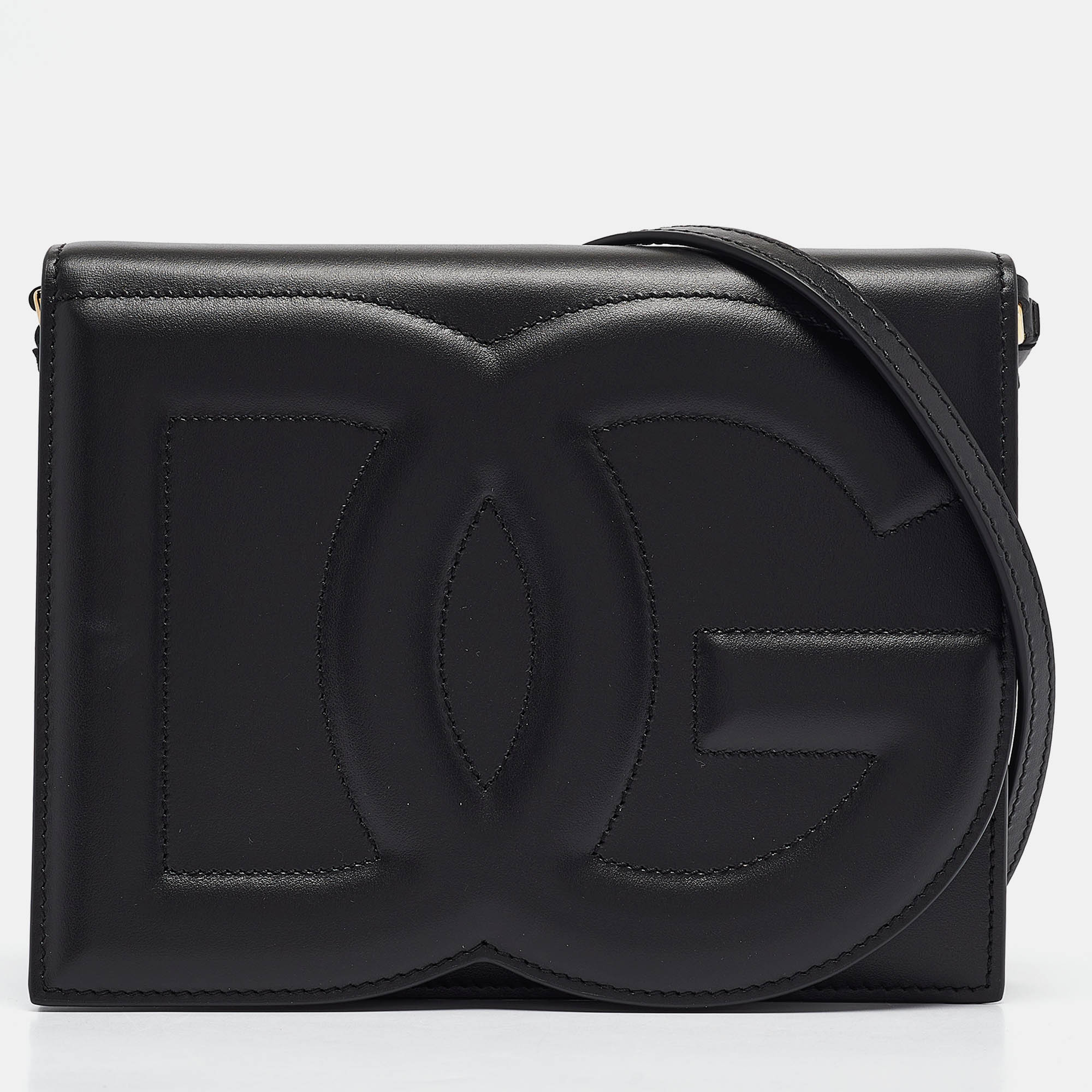 

Dolce & Gabbana Black Leather DG Logo Crossbody Bag