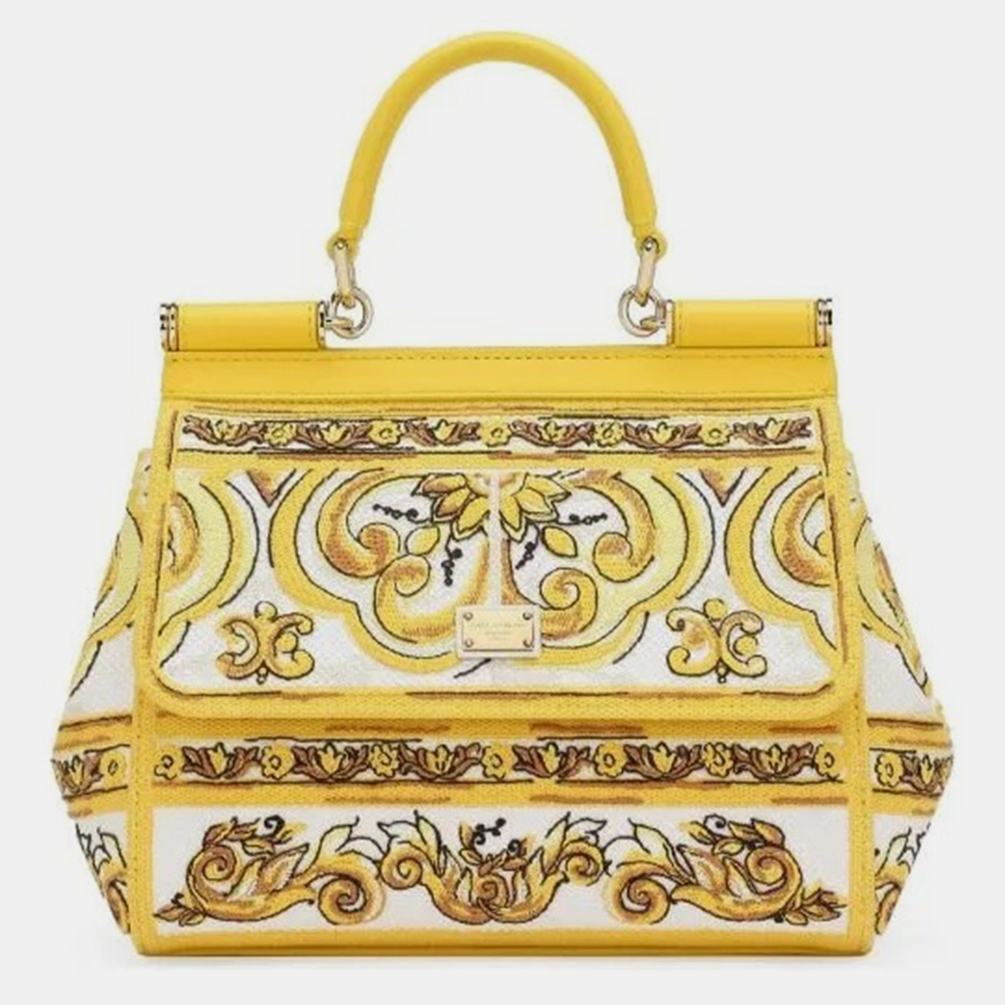 

Dolce & Gabbana Yellow Sicily St Maiolica Top Handle Bag