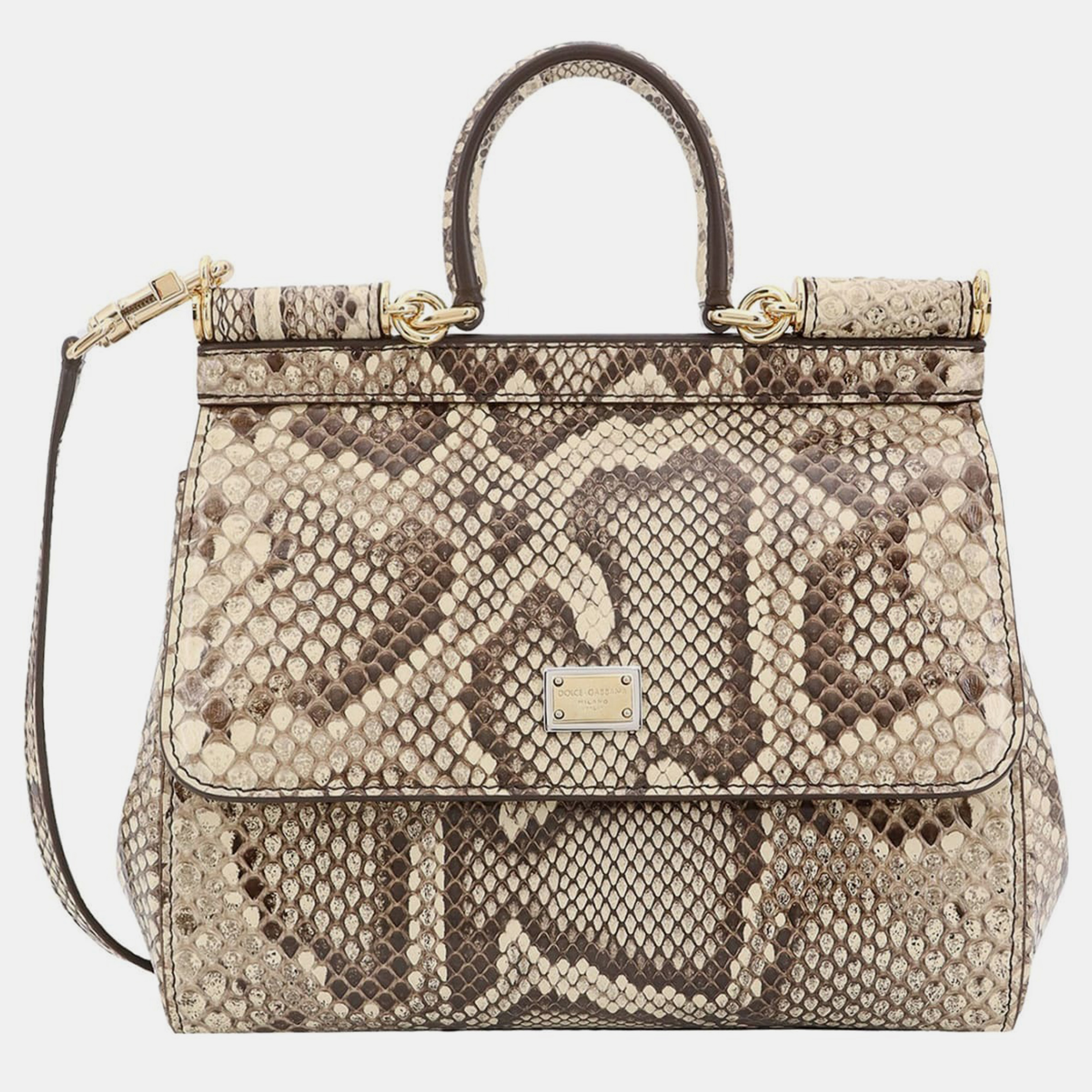 

Dolce & Gabbana White Animal Print Leather Sicily Handbag