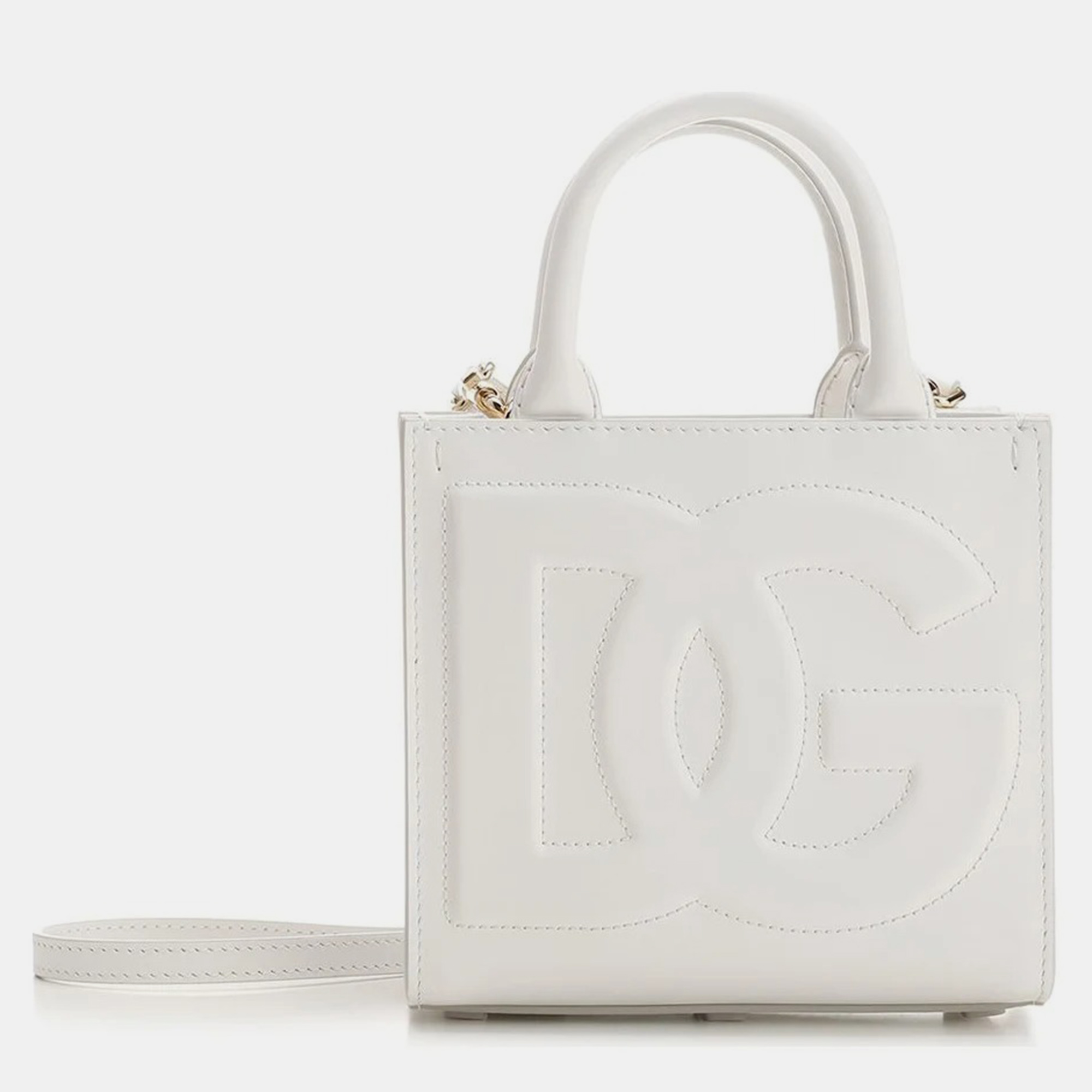 

Dolce & Gabbana White Leather dg Daily Mini Shopping Bag