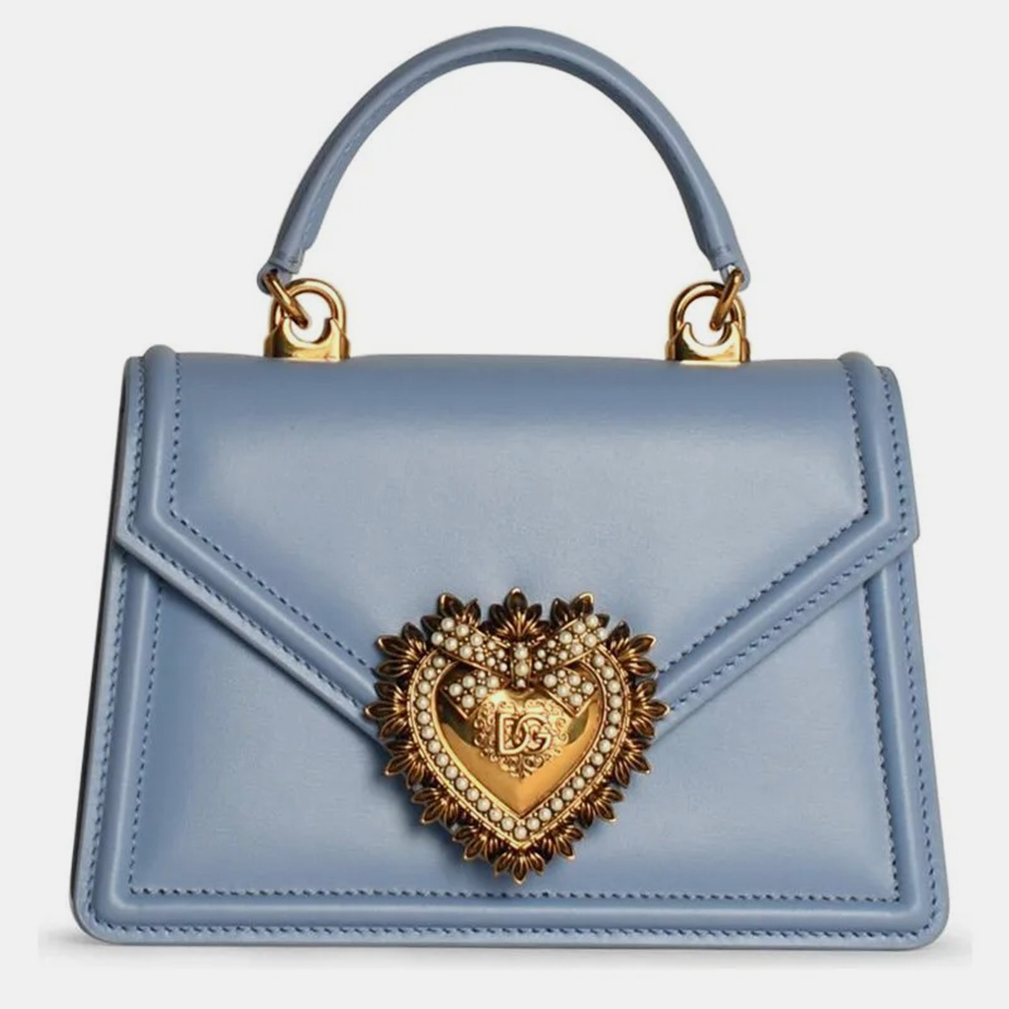 

Dolce & Gabbana Light Blue Leather Devotion Small Top Handle Bag