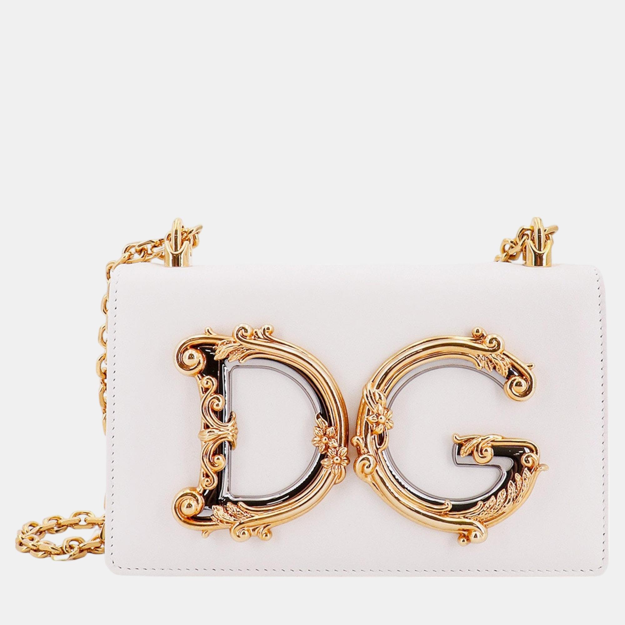 

Dolce & Gabbana White Leather DG Girls Shoulder Bag