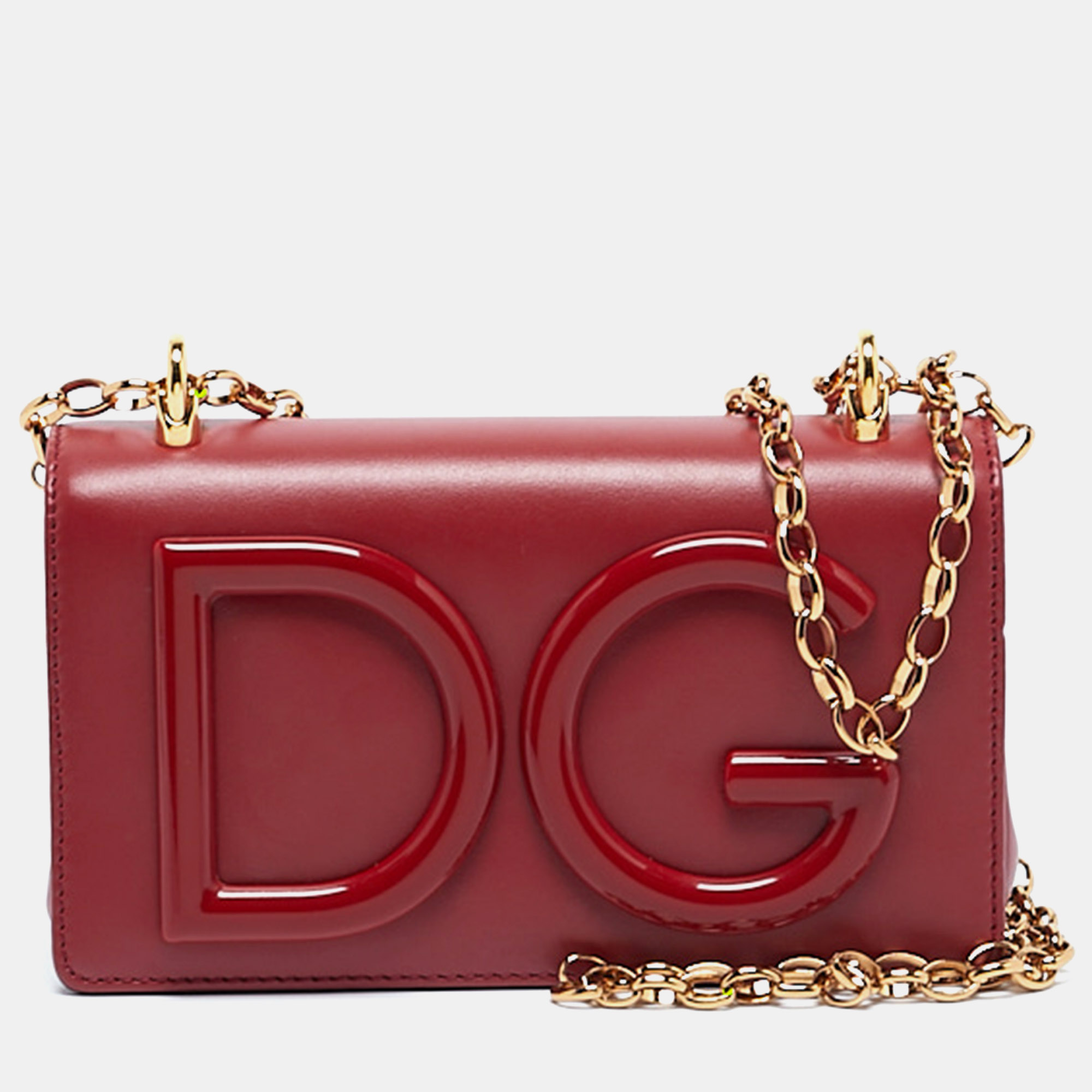 

Dolce & Gabbana Red Leather Mini DG Girl Wallet On Chain