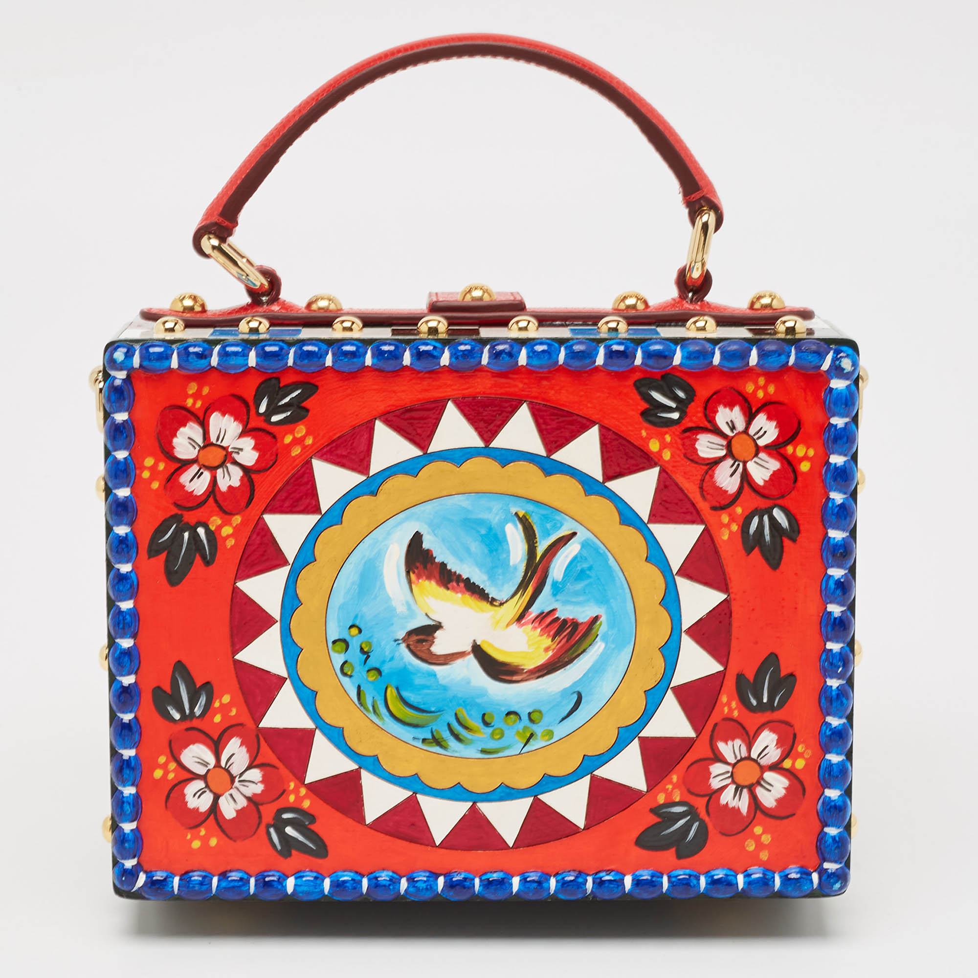 Dolce & Gabbana Multicolor Wood and Lizard Embossed Leather Teatro Lei Pupi Dolce Dolce Box Bag 