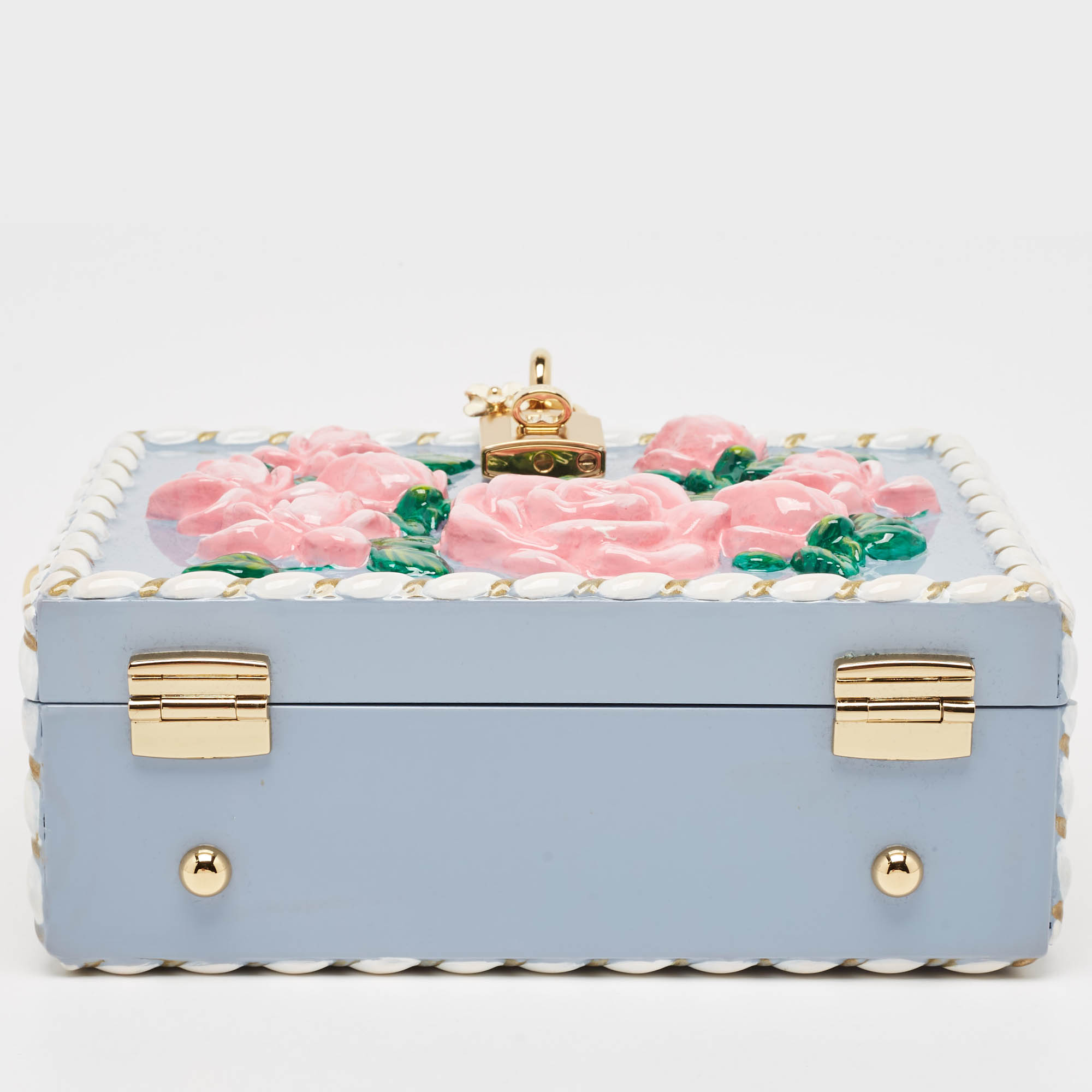 Dolce & Gabbana Multicolor Leather and Snakeskin Floral Dolce Box Top Handle Bag 