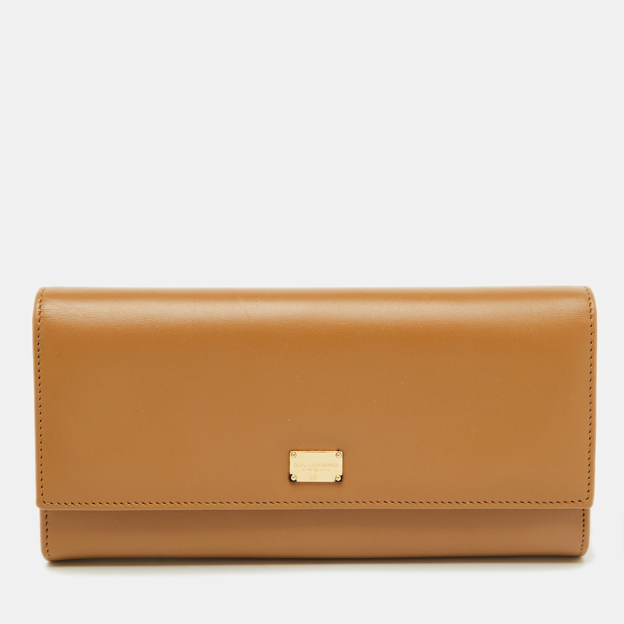 

Dolce & Gabbana Beige Leather Flap Continental Wallet