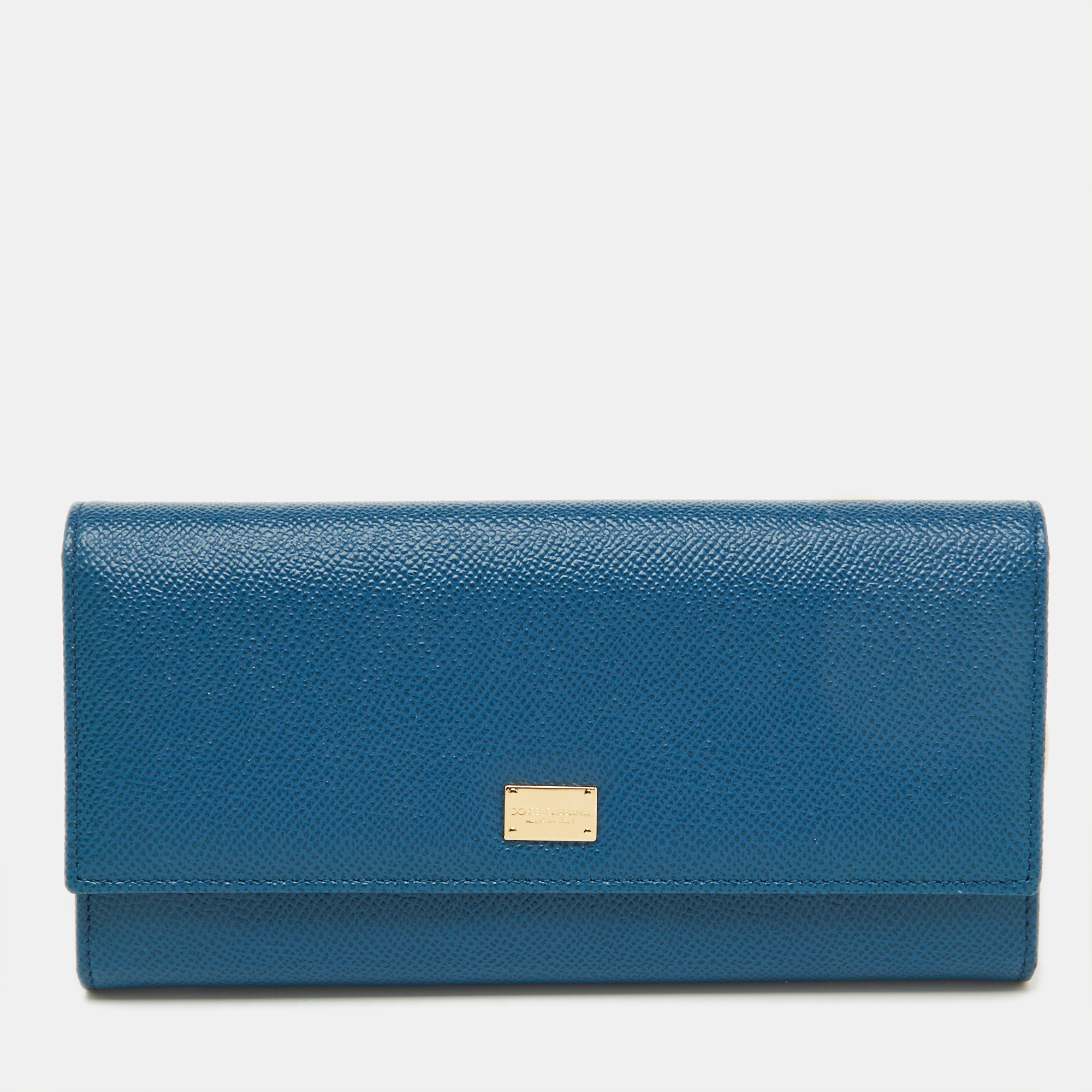 

Dolce & Gabbana Blue Leather Flap Continental Wallet