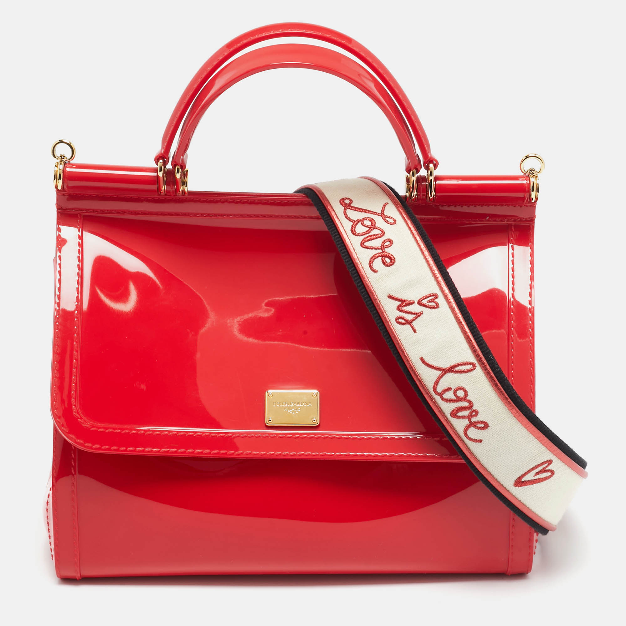 

Dolce & Gabbana Red Rubber Regular Miss Sicily Top Handle Bag