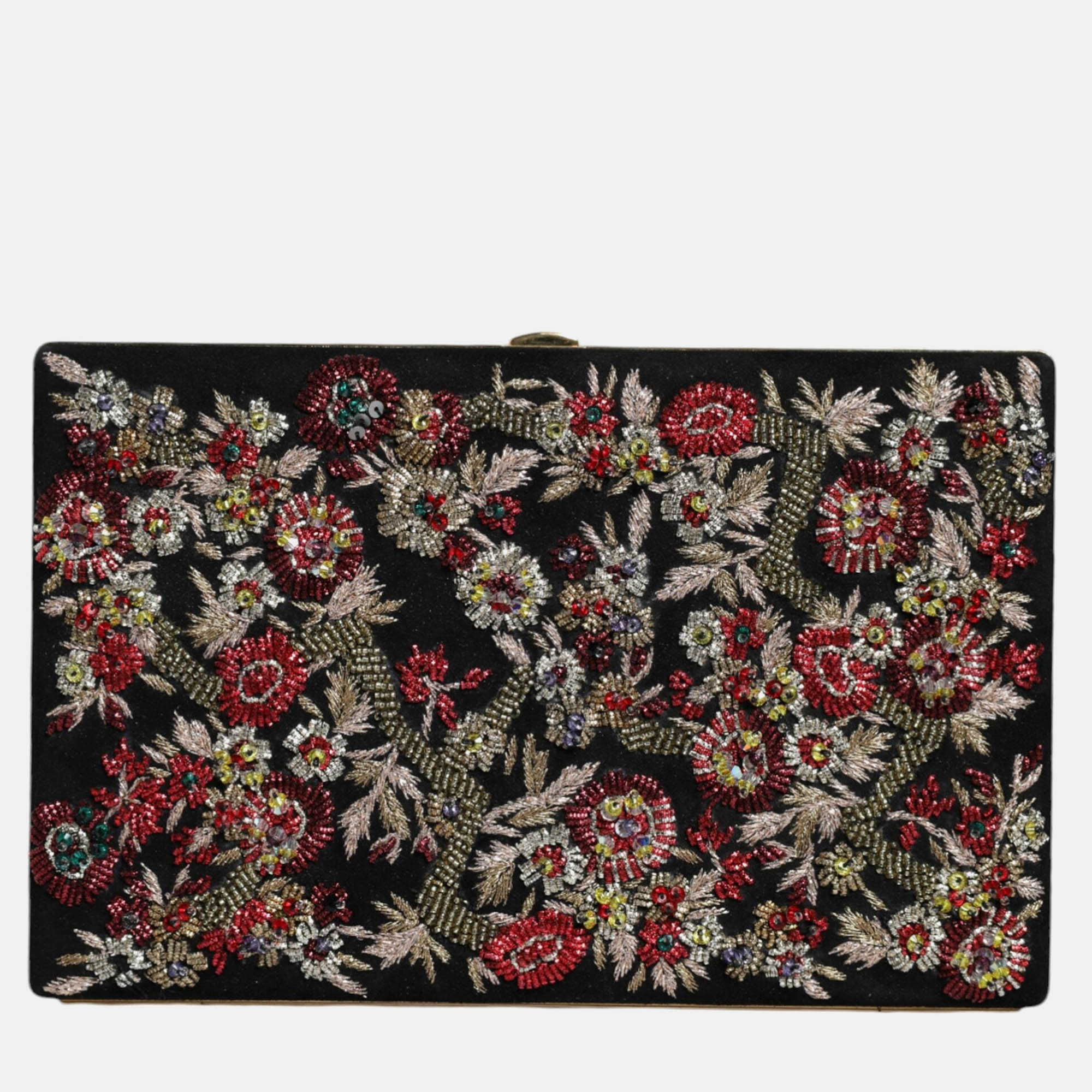

Dolce & Gabbana Floral Gold Frame Multicolor Fabric Clutch Evening Purse Bag